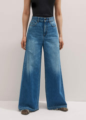 Blue Distressed Ultimate Wide-Leg Jean meandem