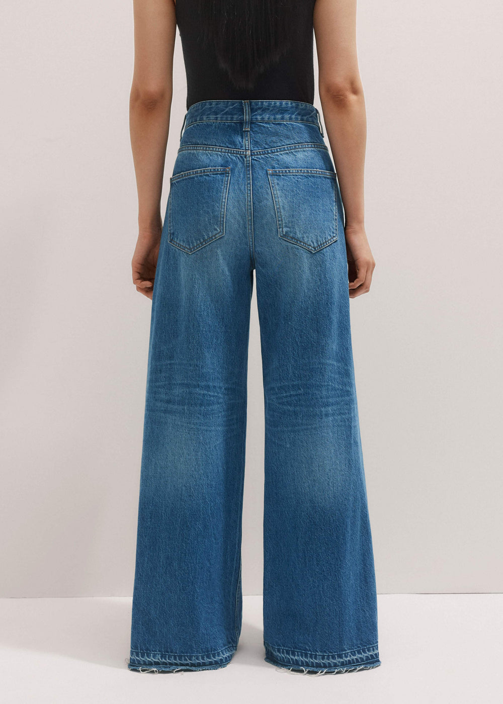 Blue Distressed Ultimate Wide-Leg Jean meandem