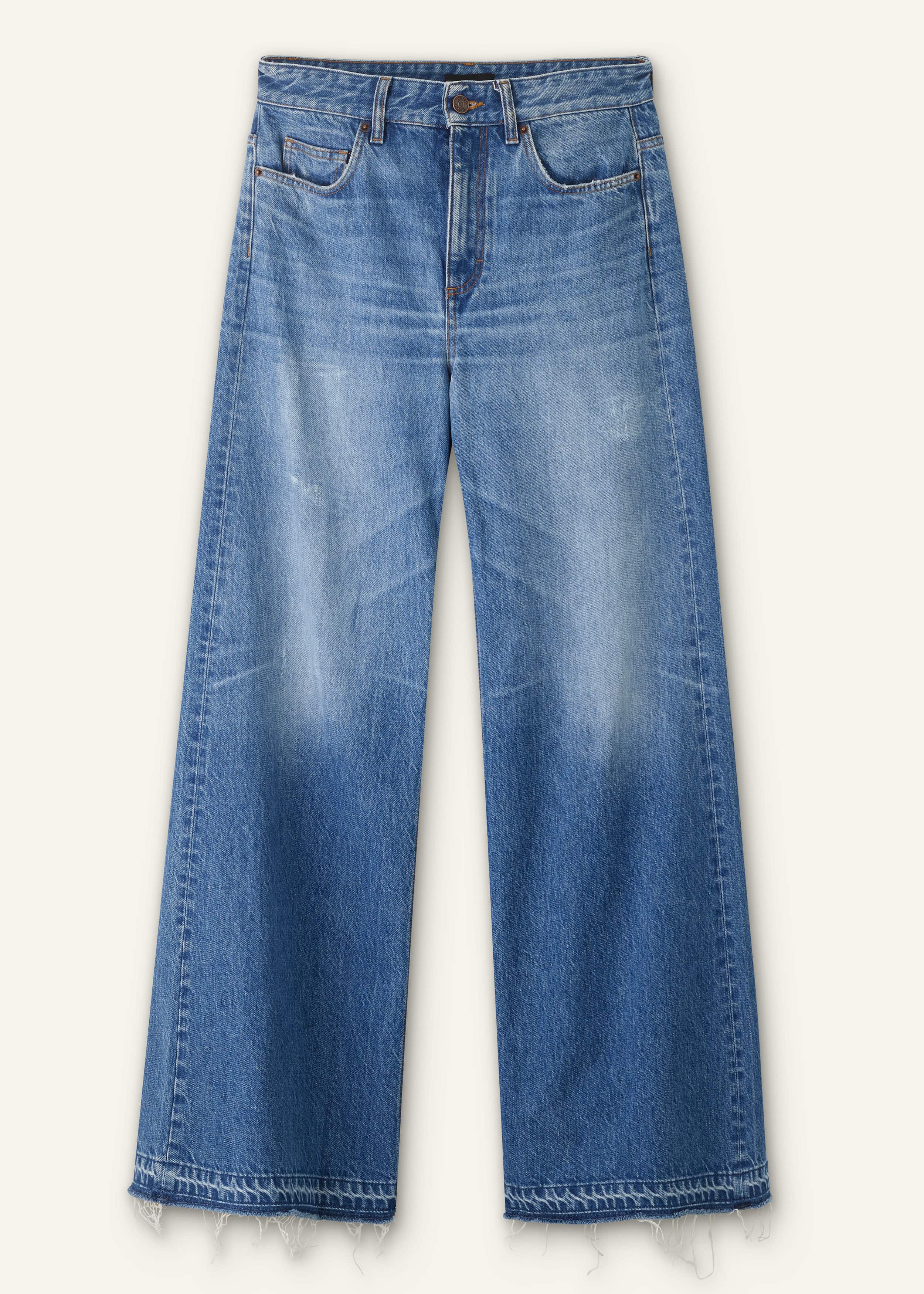 Blue Distressed Ultimate Wide-Leg Jean meandem