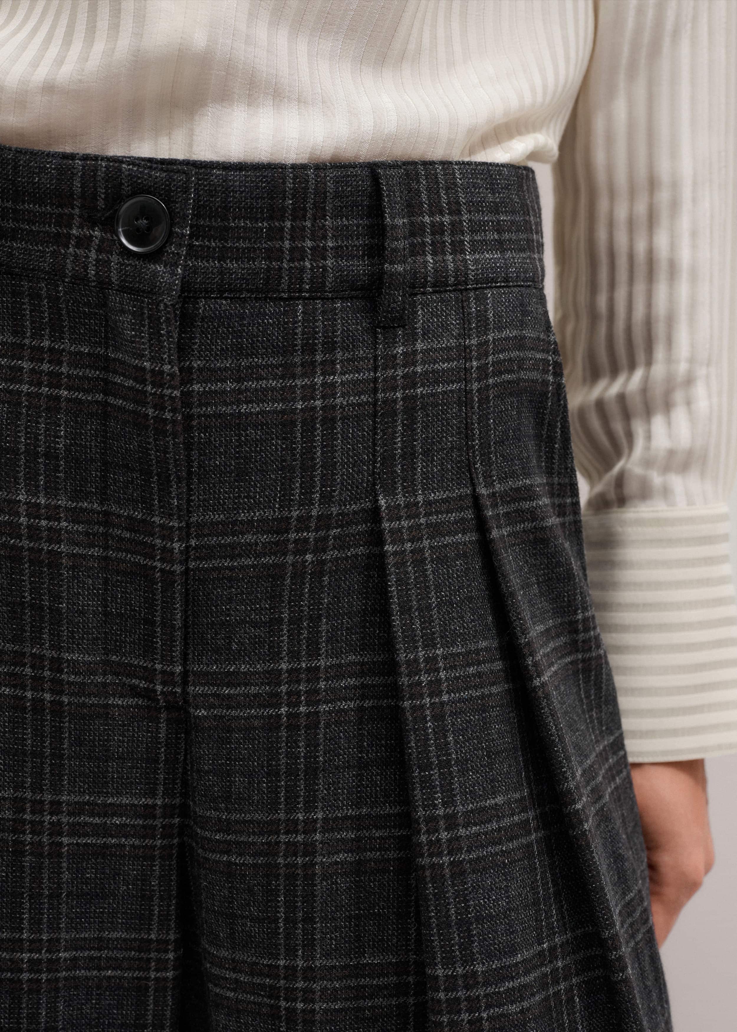 Gray Wool Wide-Leg Double Pleat Trouser meandem