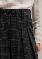 Gray Wool Wide-Leg Double Pleat Trouser meandem