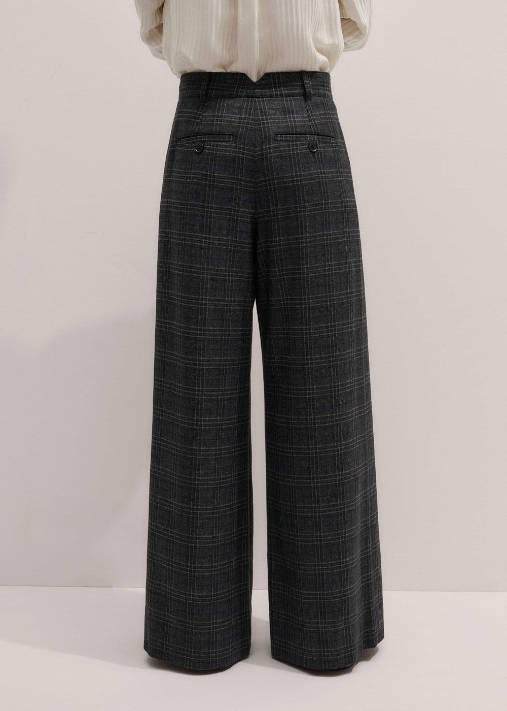 Gray Wool Wide-Leg Double Pleat Trouser meandem