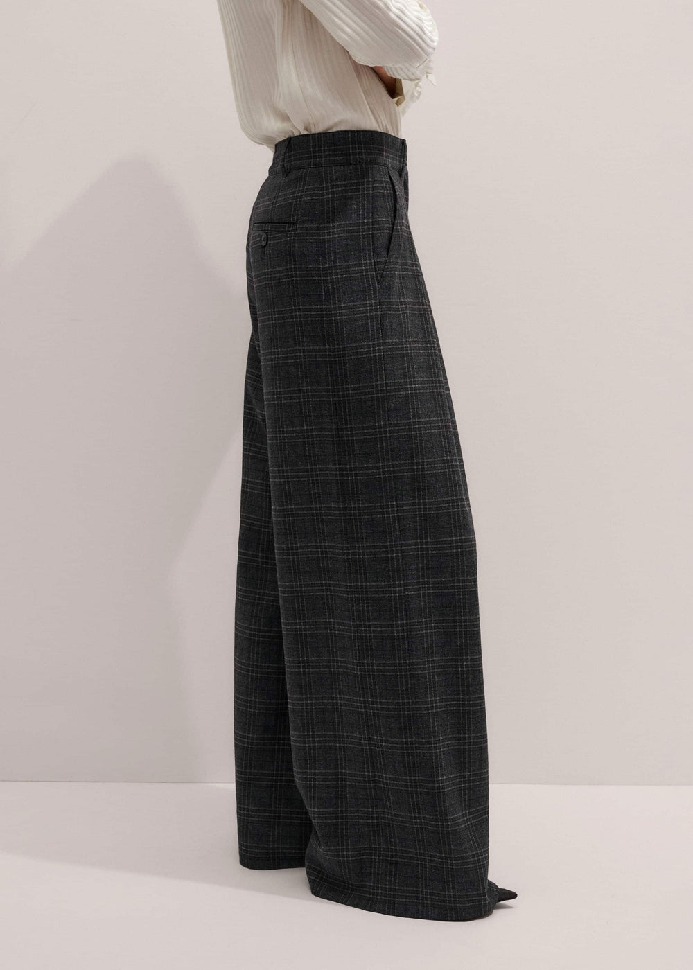 Gray Wool Wide-Leg Double Pleat Trouser meandem
