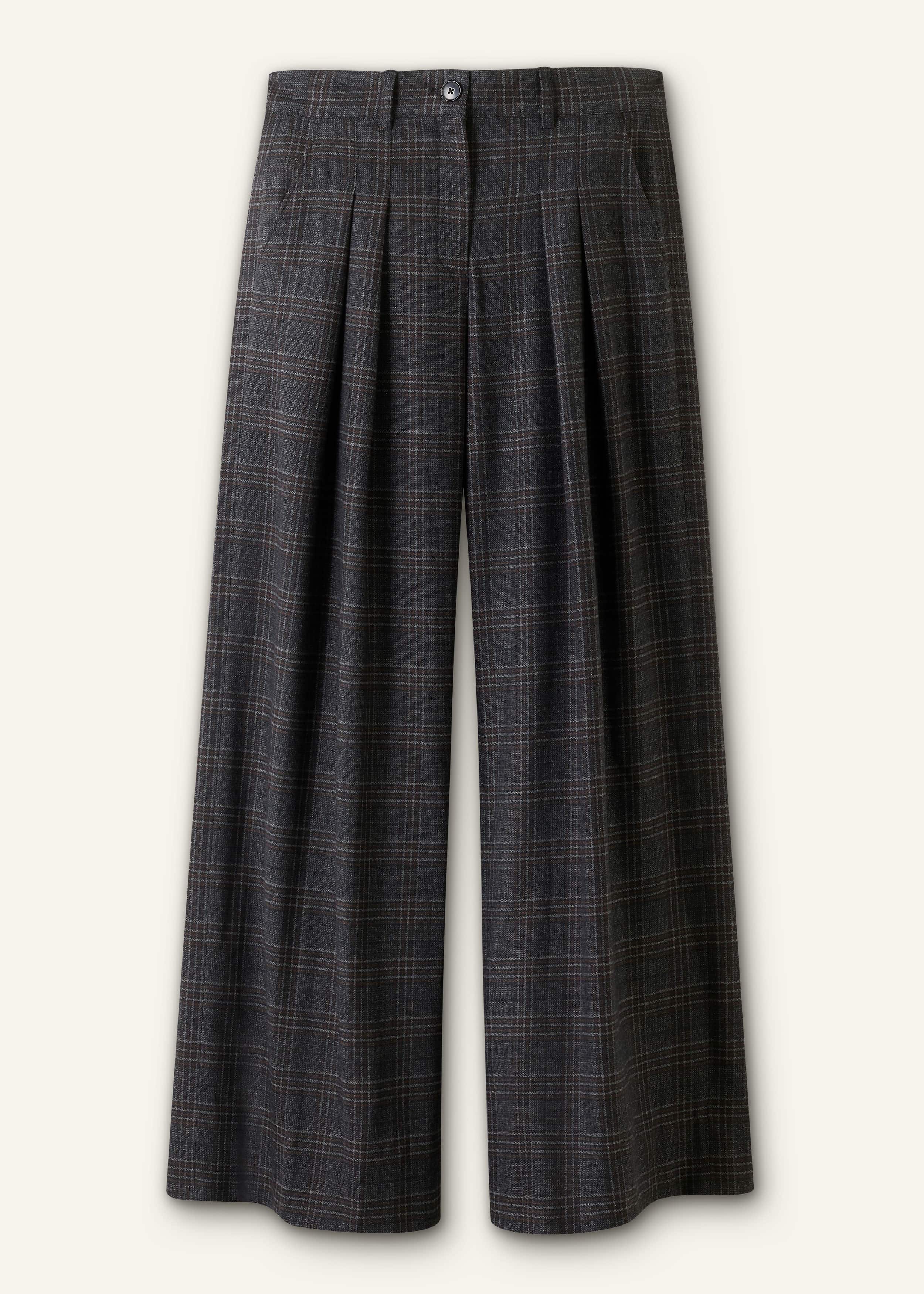 Gray Wool Wide-Leg Double Pleat Trouser meandem