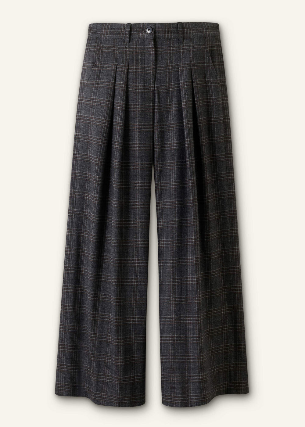 Gray Wool Wide-Leg Double Pleat Trouser meandem
