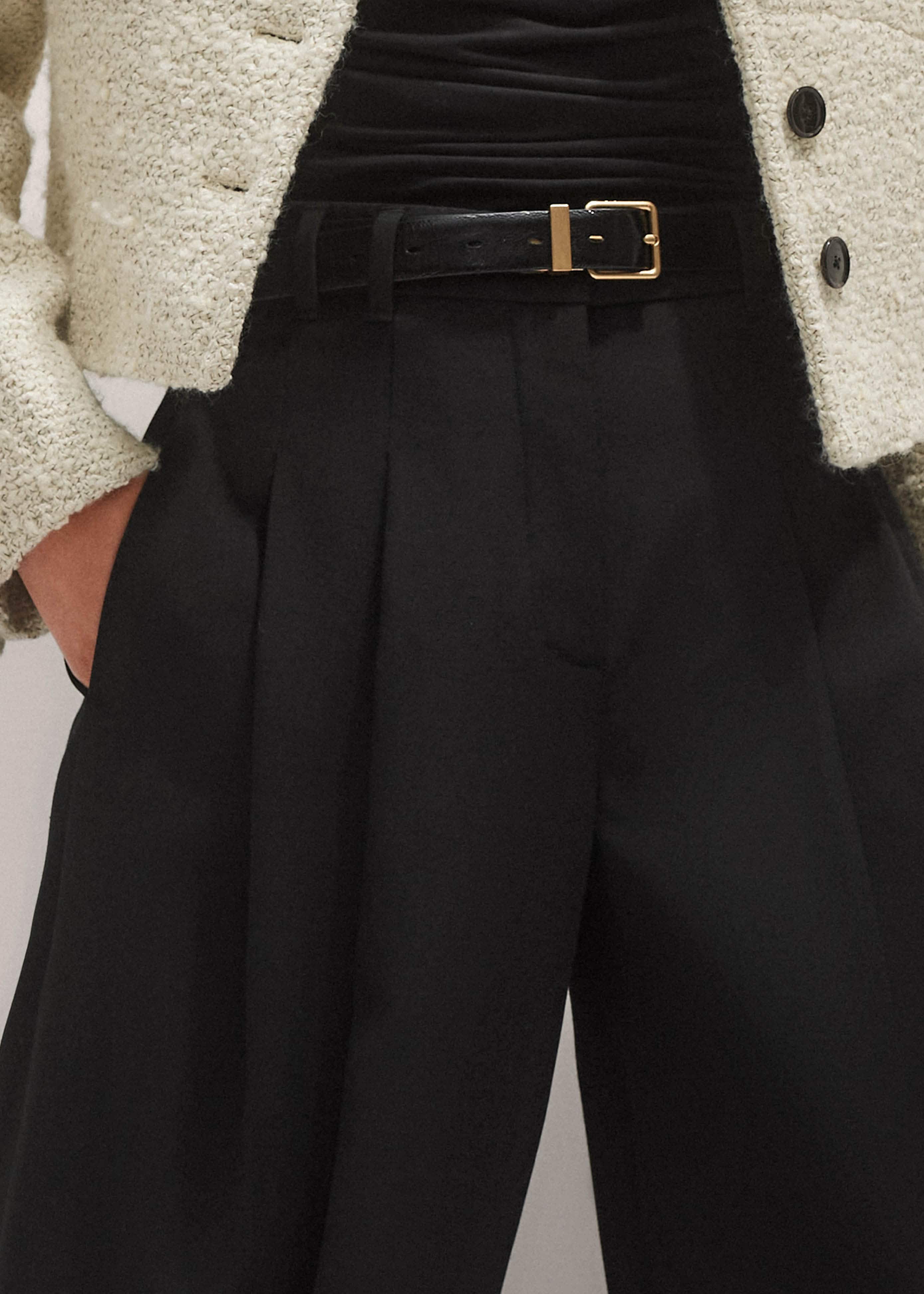 Black Wide-Leg Pleat Pant meandem