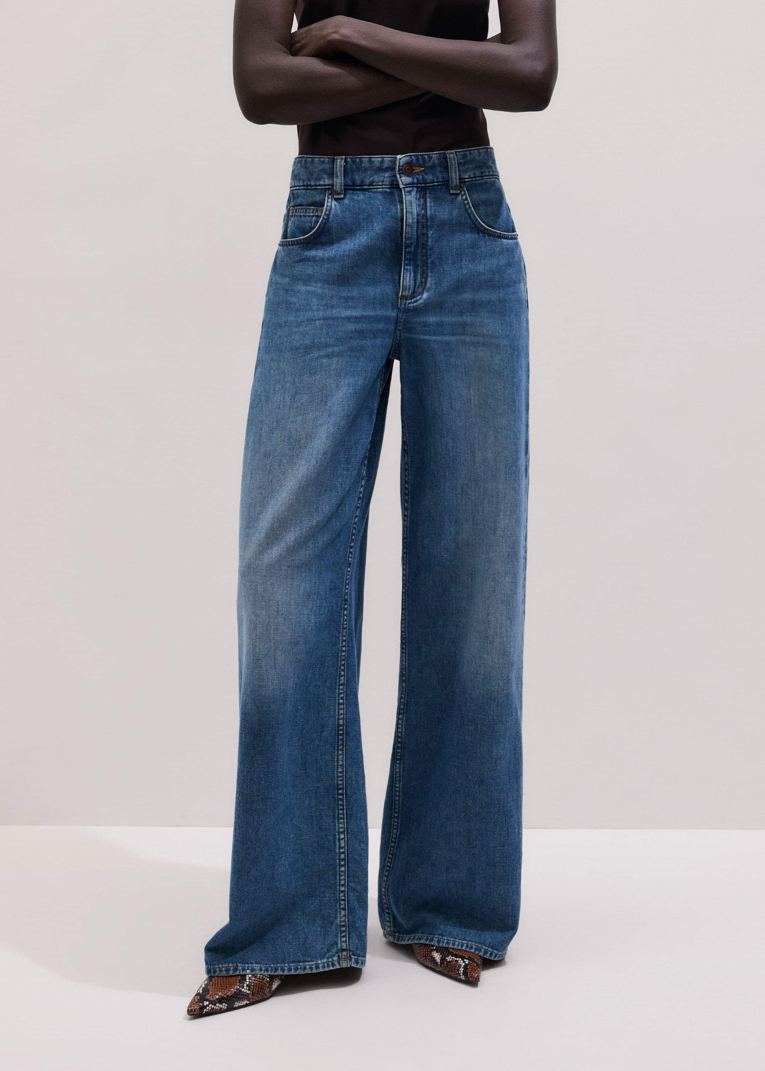 Blue Relaxed Baggy Wide-Leg Jean meandem