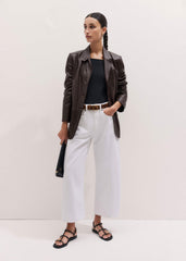 White Exaggerated Crop Jean meandem
