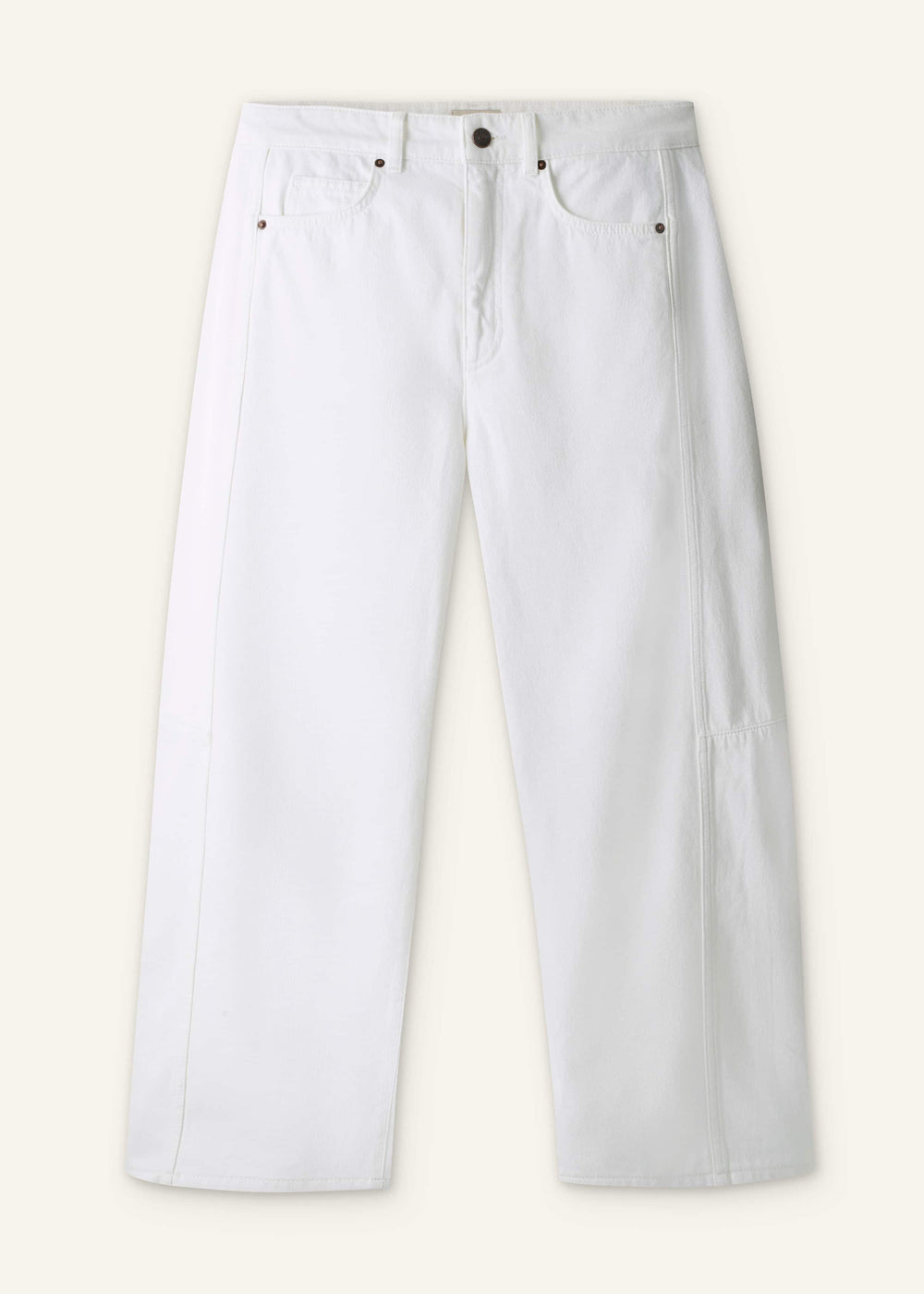 White Exaggerated Crop Jean meandem