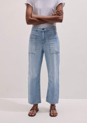Blue Micro Stripe Engineered Leg Jean meandem