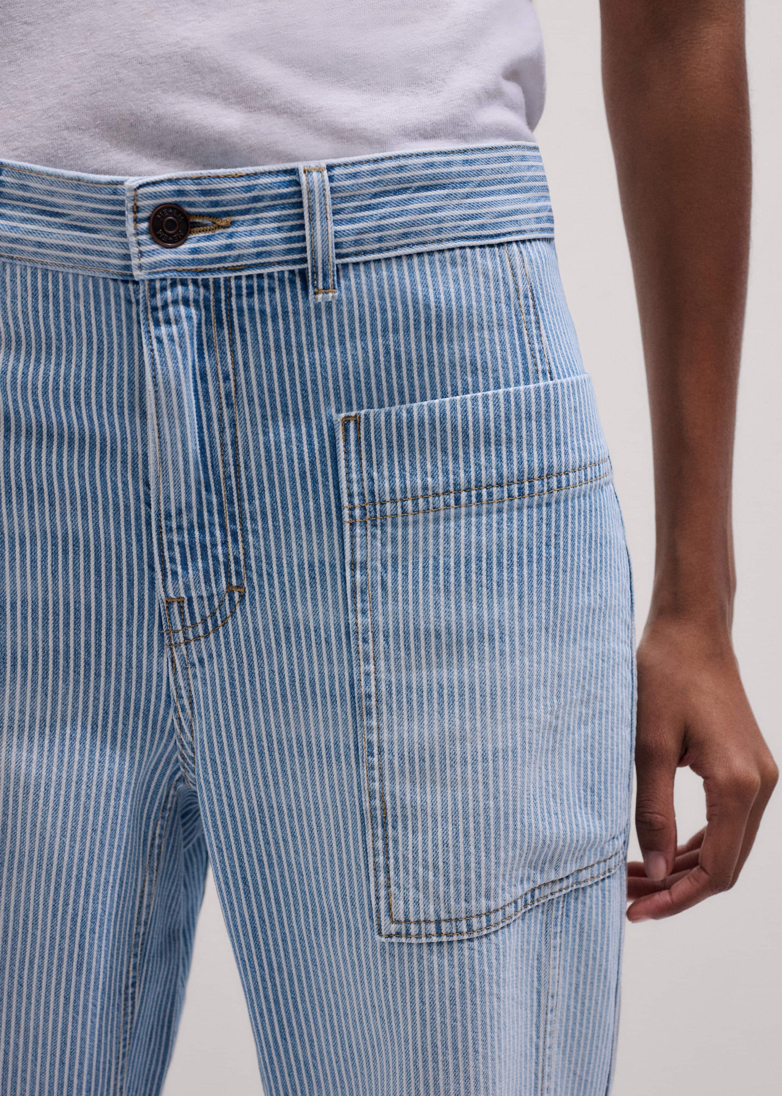 Blue Micro Stripe Engineered Leg Jean meandem