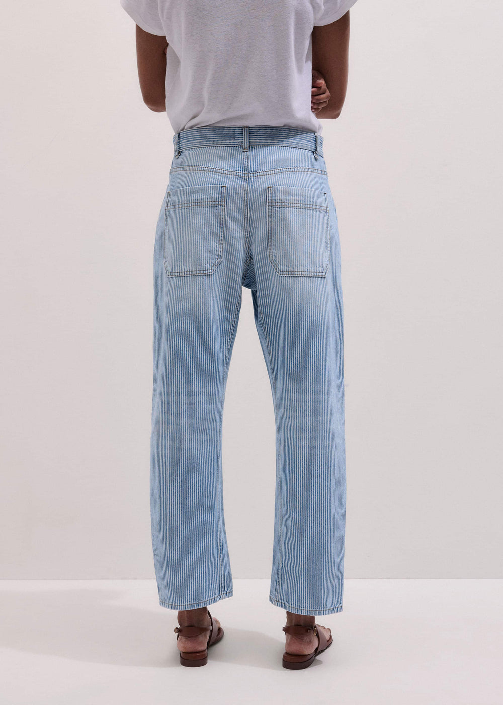 Blue Micro Stripe Engineered Leg Jean meandem