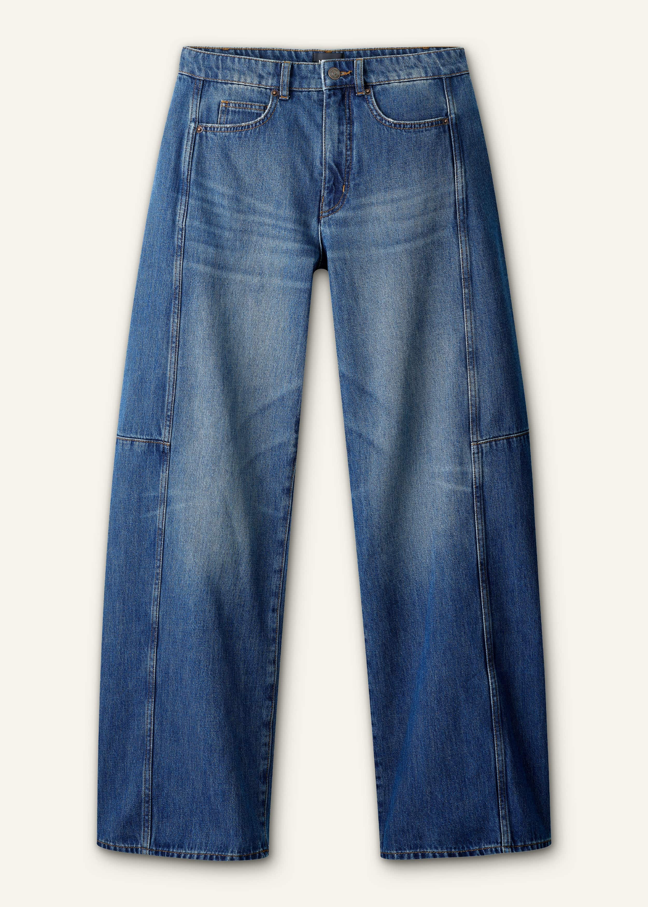 Mid Blue Exaggerated Tapered Jean meandem