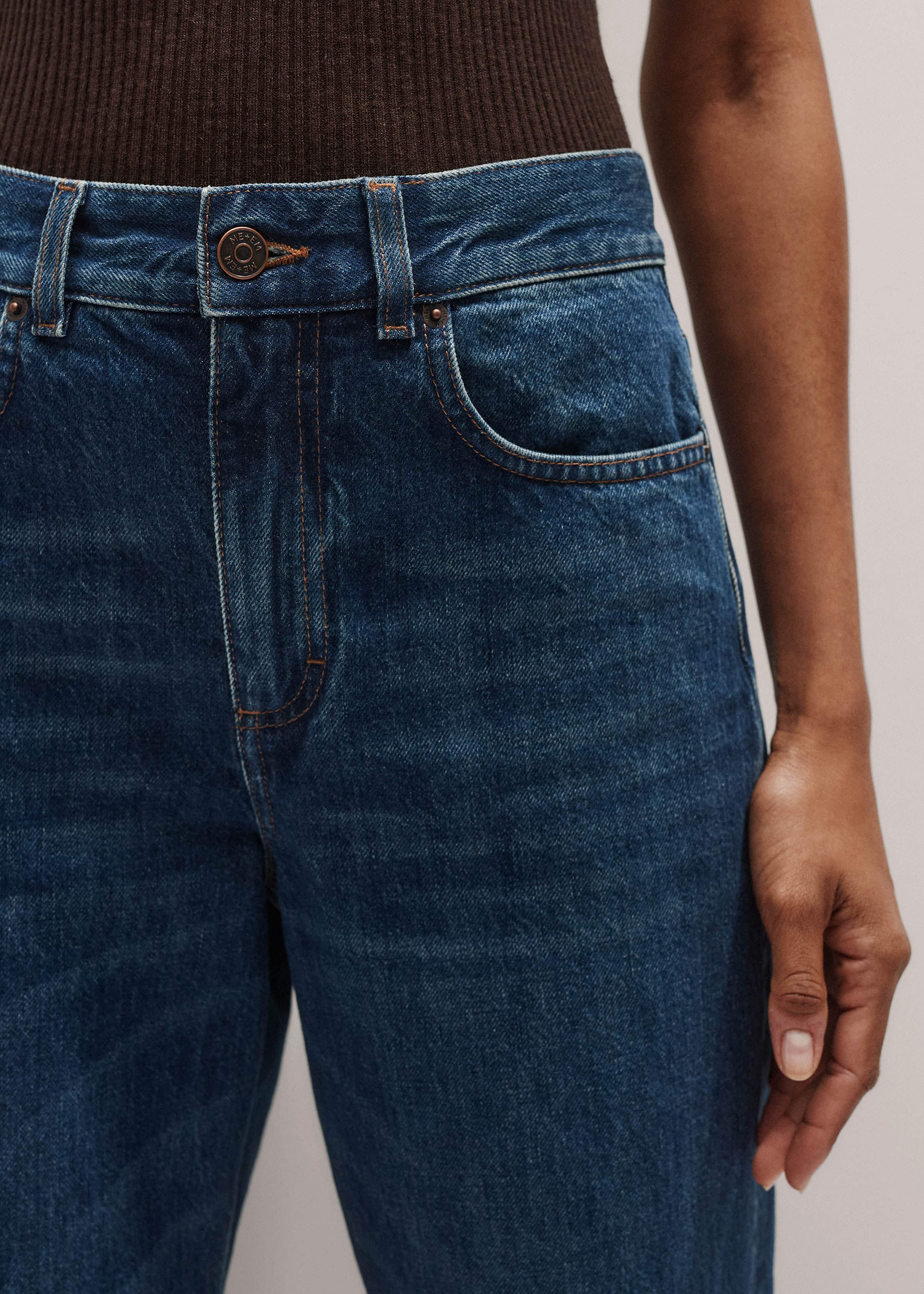 Blue Full-Length Straight Jean meandem