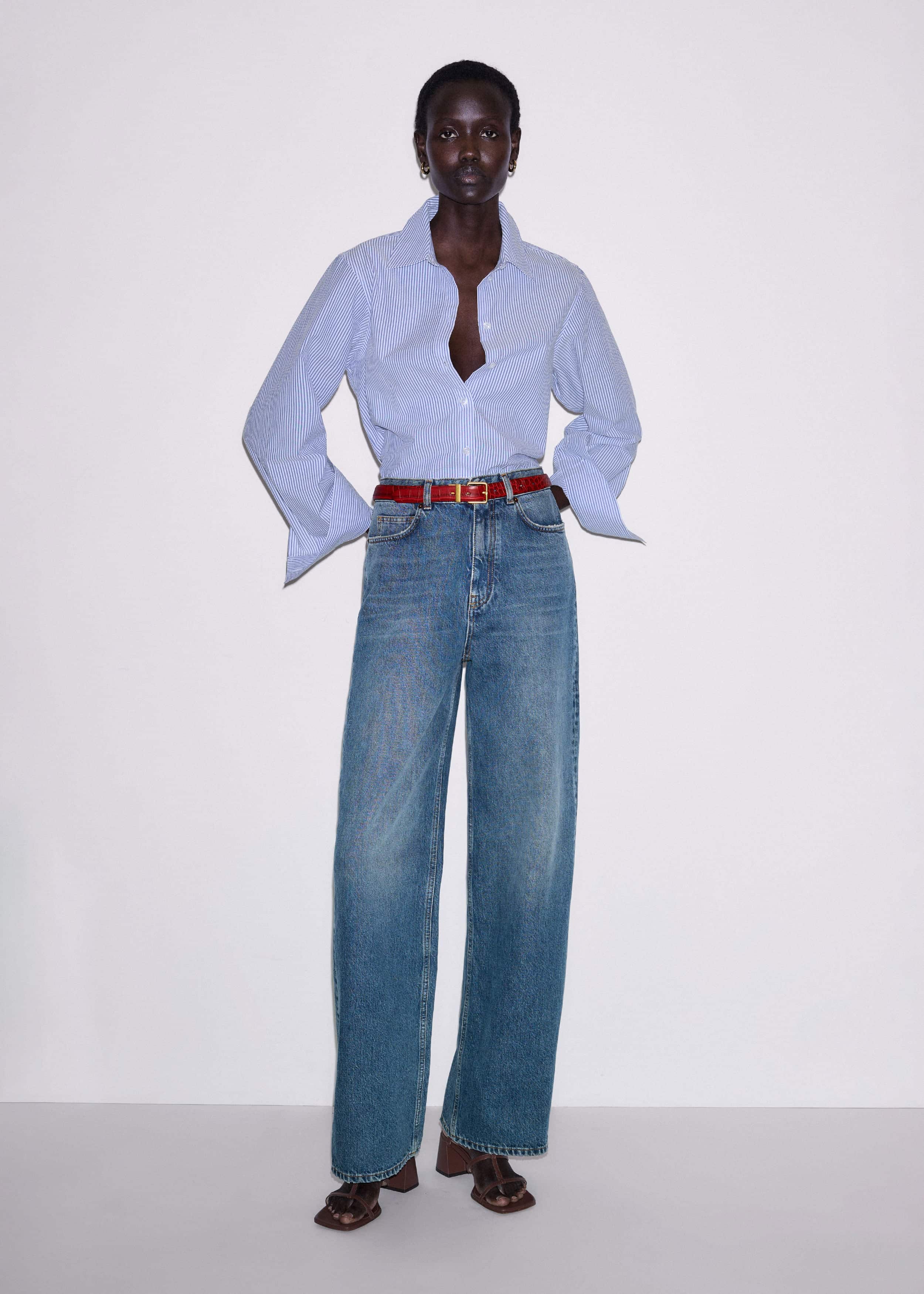 Mid-Blue Ultra High Straight Leg Jean meandem