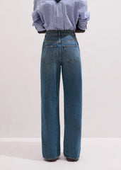 Mid-Blue Ultra High Straight Leg Jean meandem