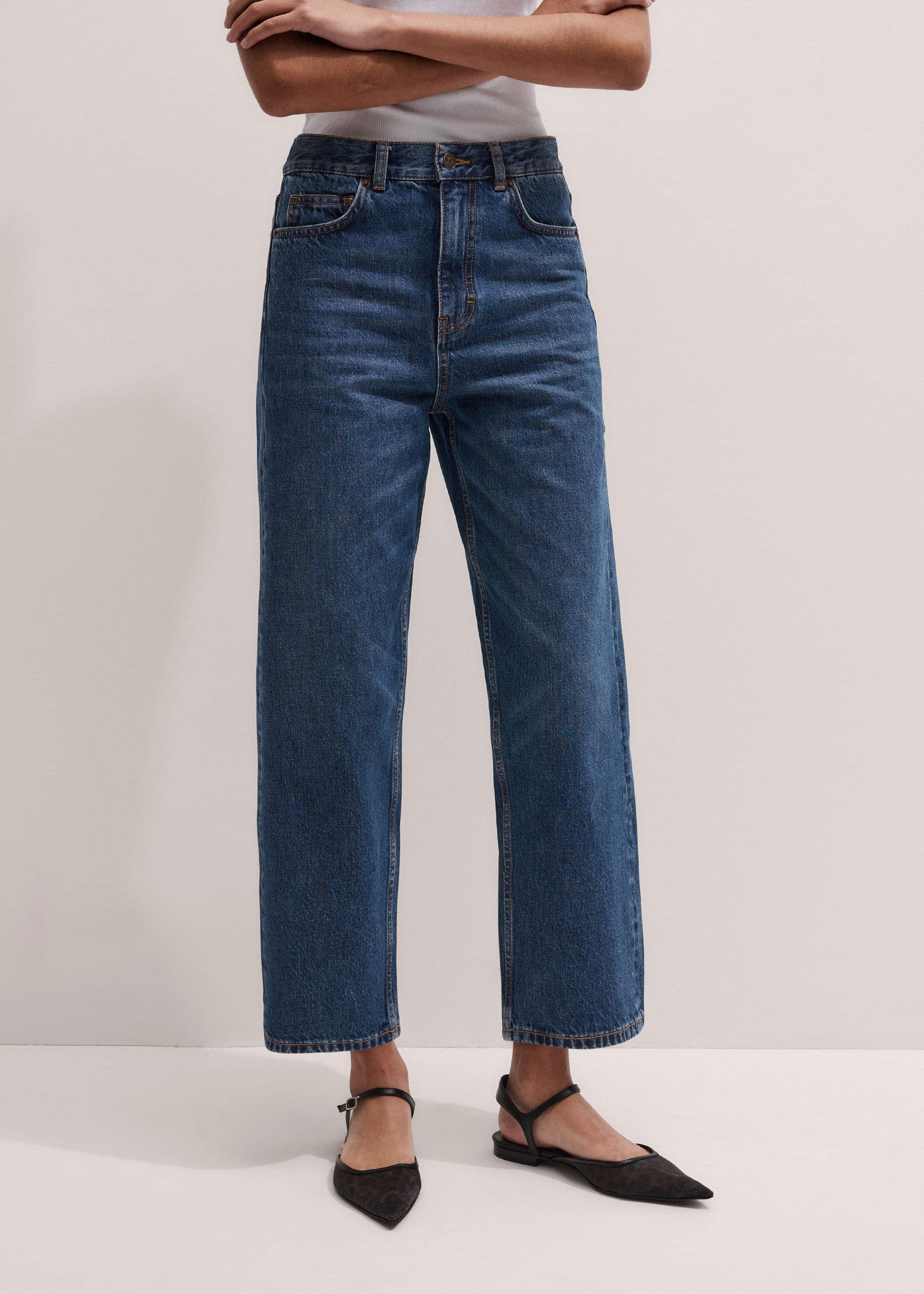 Dark Blue Straight Crop Jean meandem