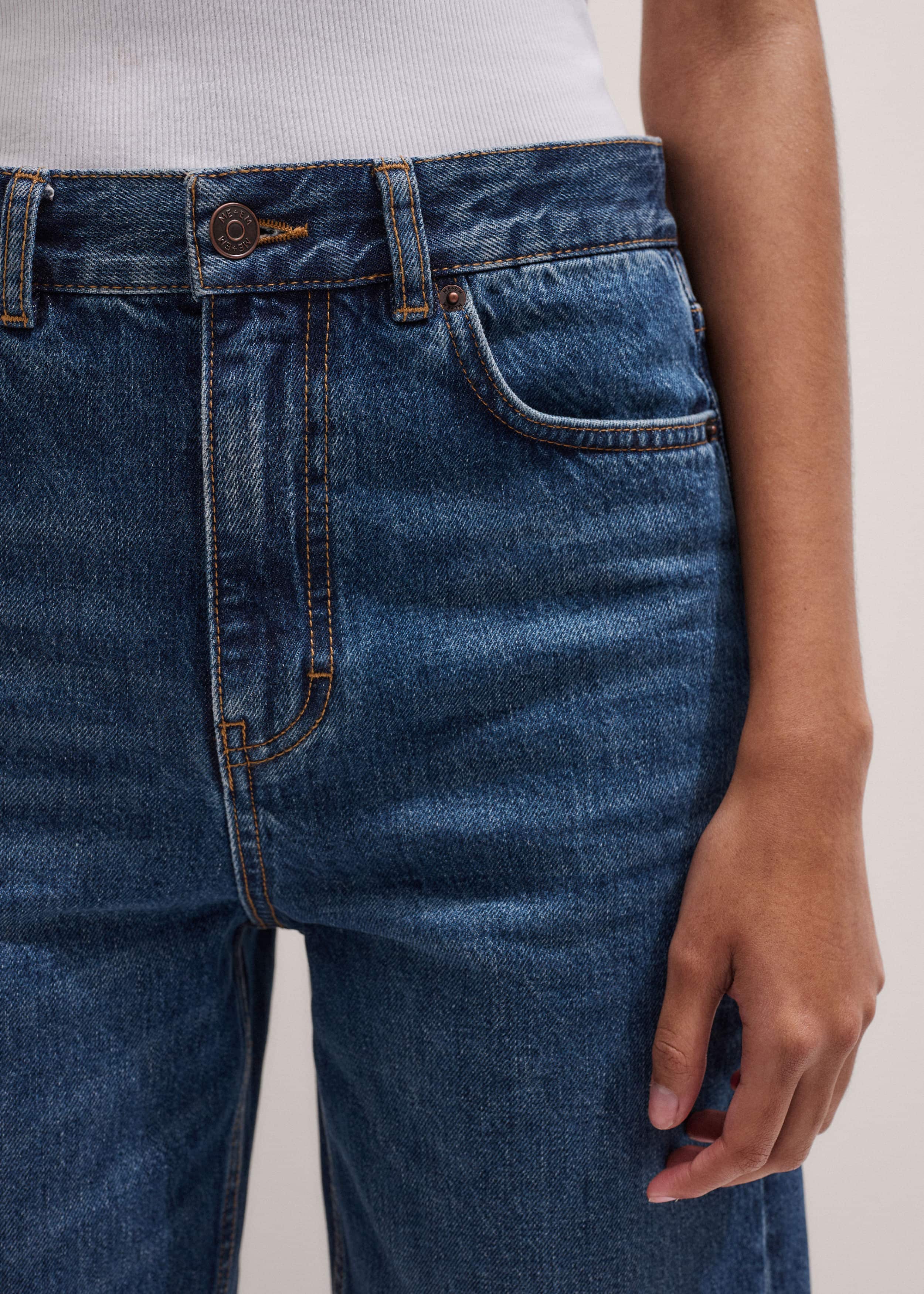 Dark Blue Straight Crop Jean meandem