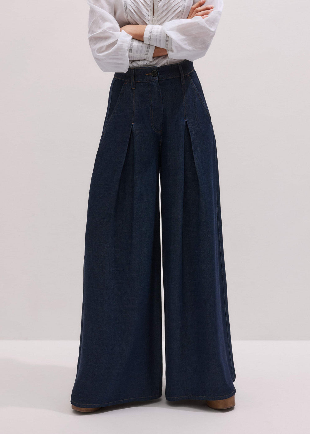 Dark Blue Pleat Very Wide Pant meandem
