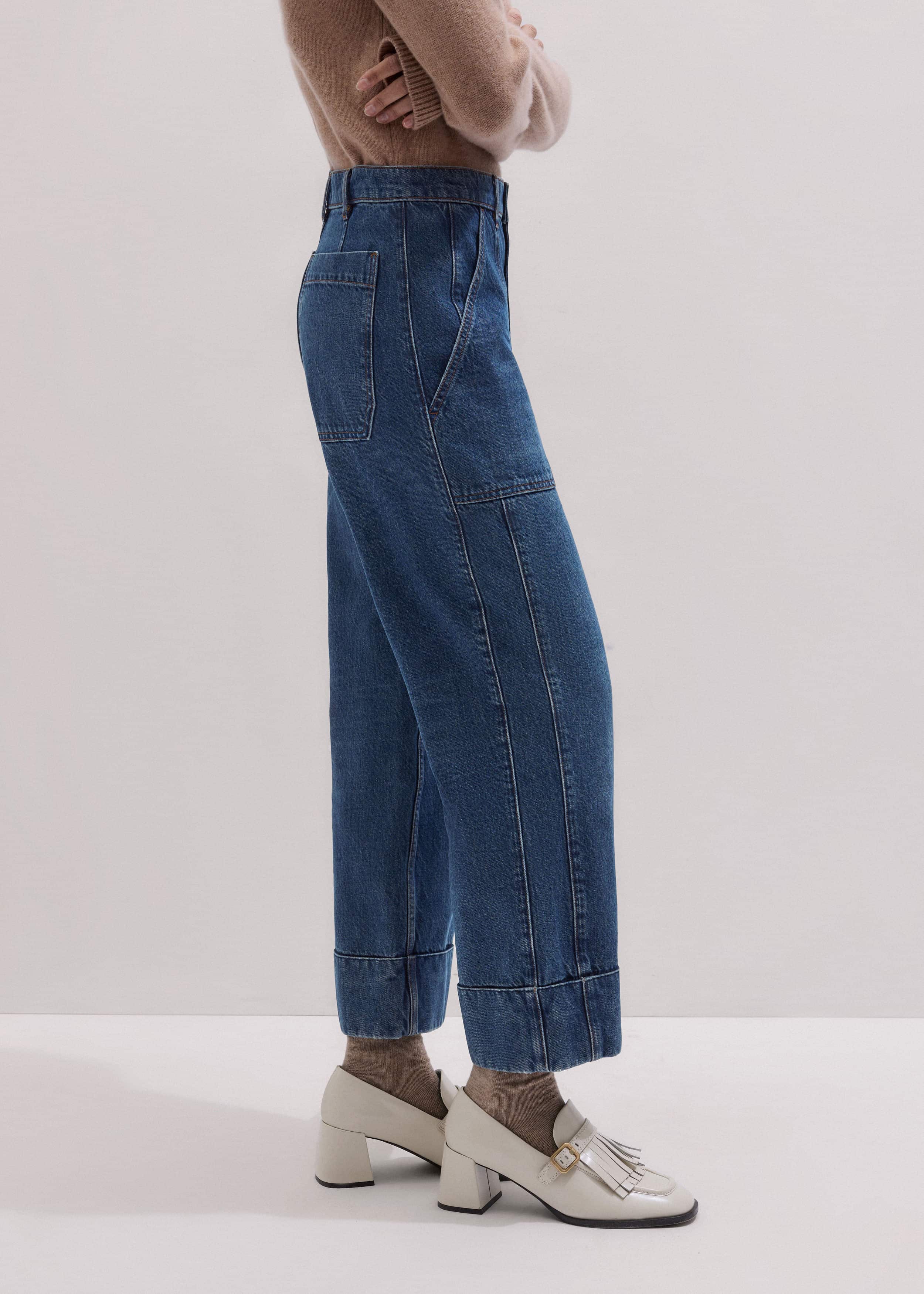 Dark Wash Turn-Up Straight Jean meandem