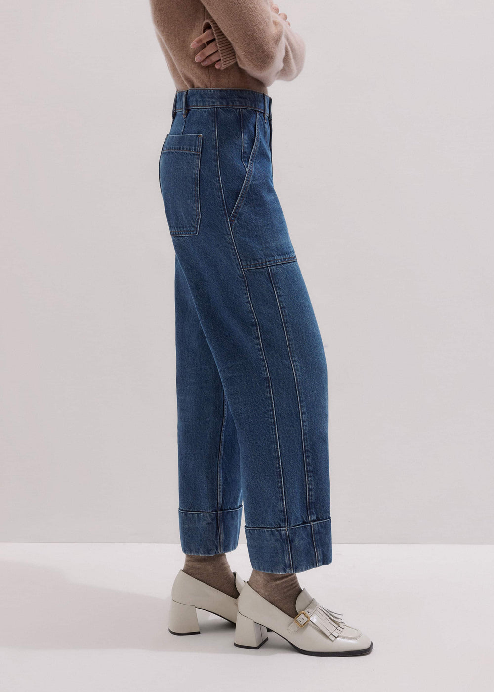 Dark Wash Turn-Up Straight Jean meandem