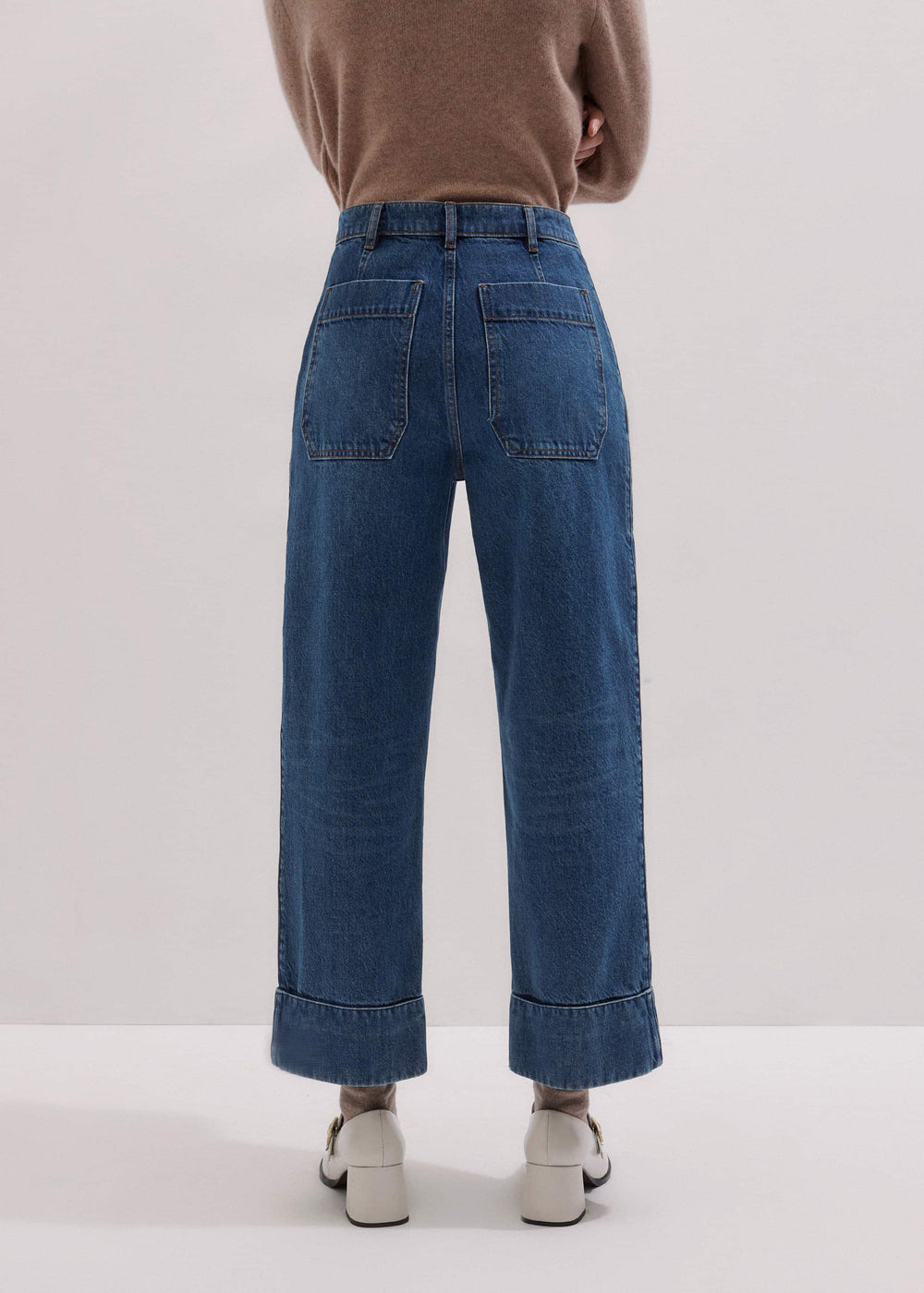 Dark Wash Turn-Up Straight Jean meandem