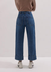 Dark Wash Turn-Up Straight Jean meandem