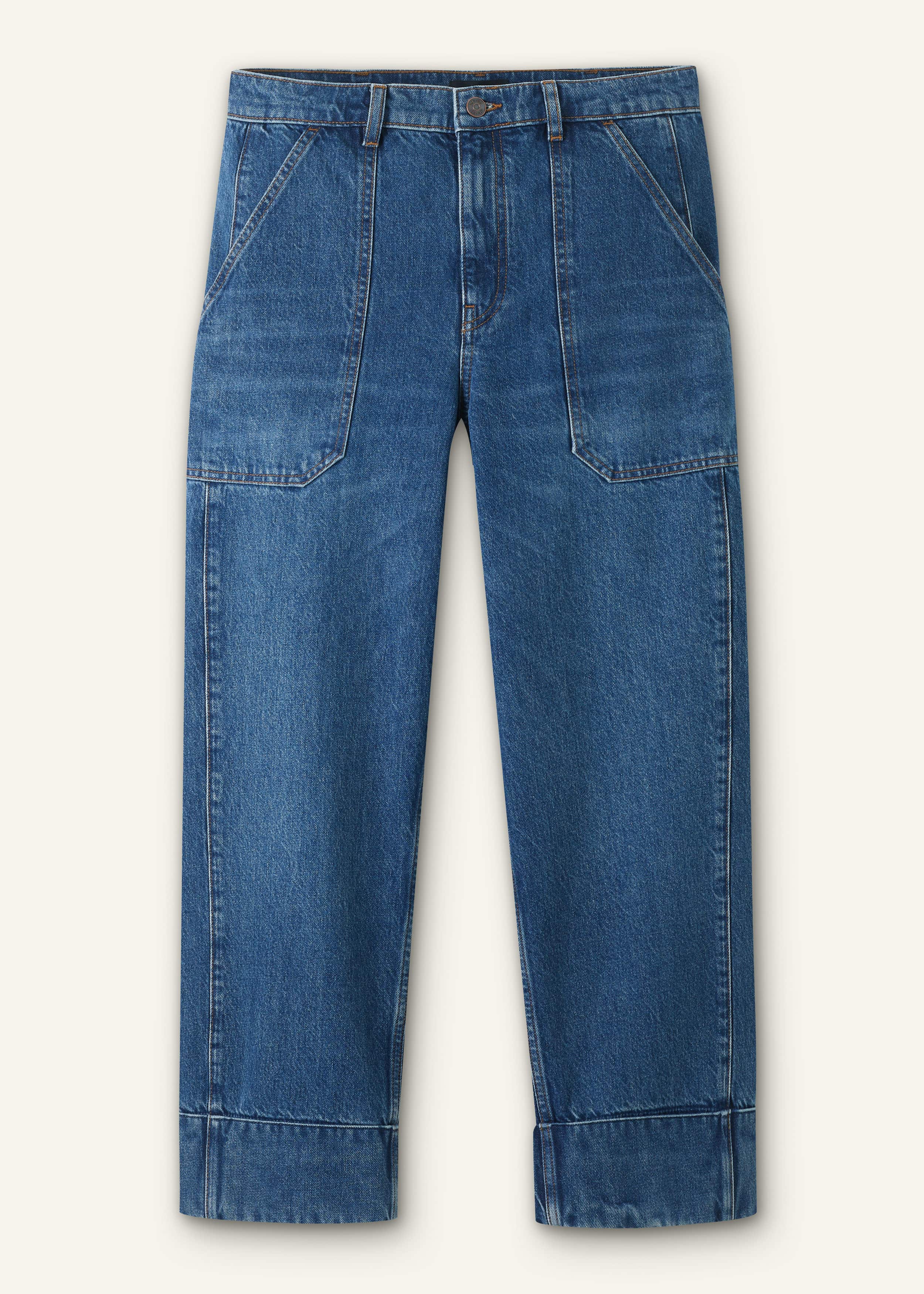 Dark Wash Turn-Up Straight Jean meandem