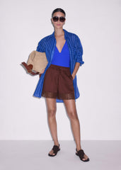 Cinnamon Brown Crochet Trim Short meandem