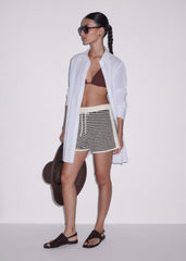 Cream Stripe Drawstring Short meandem