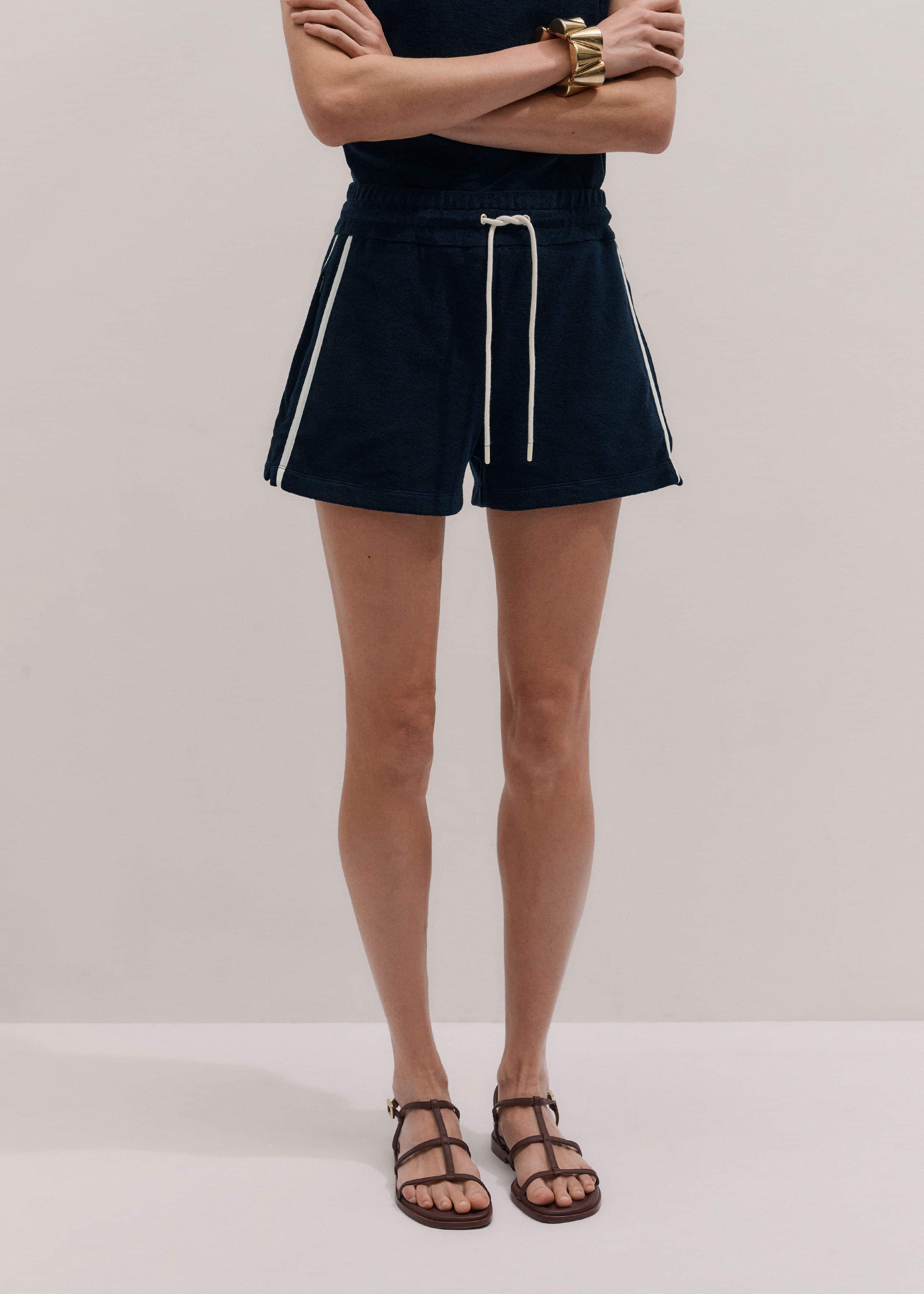 Navy Rib Trim Track Short meandem