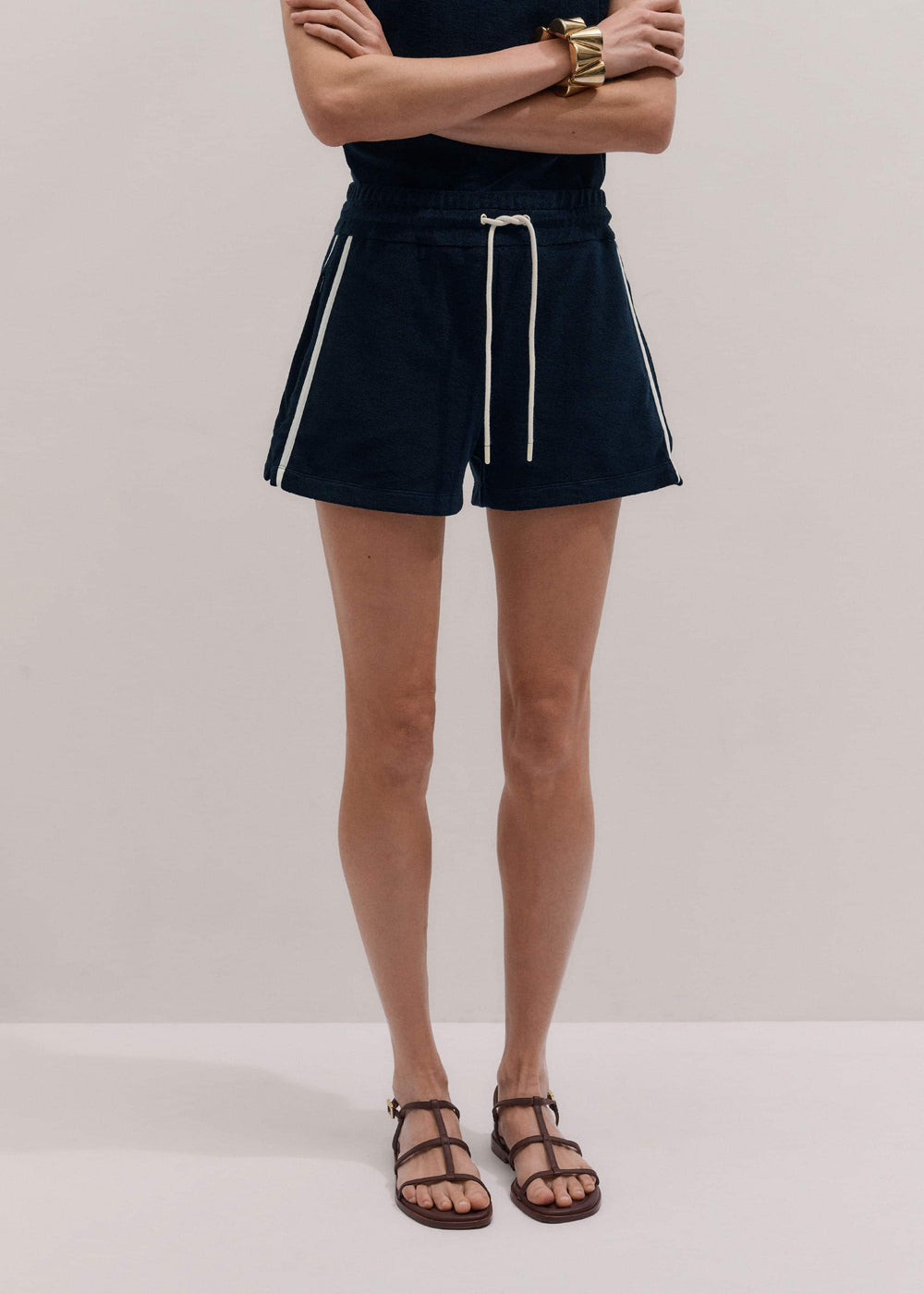Navy Rib Trim Track Short meandem