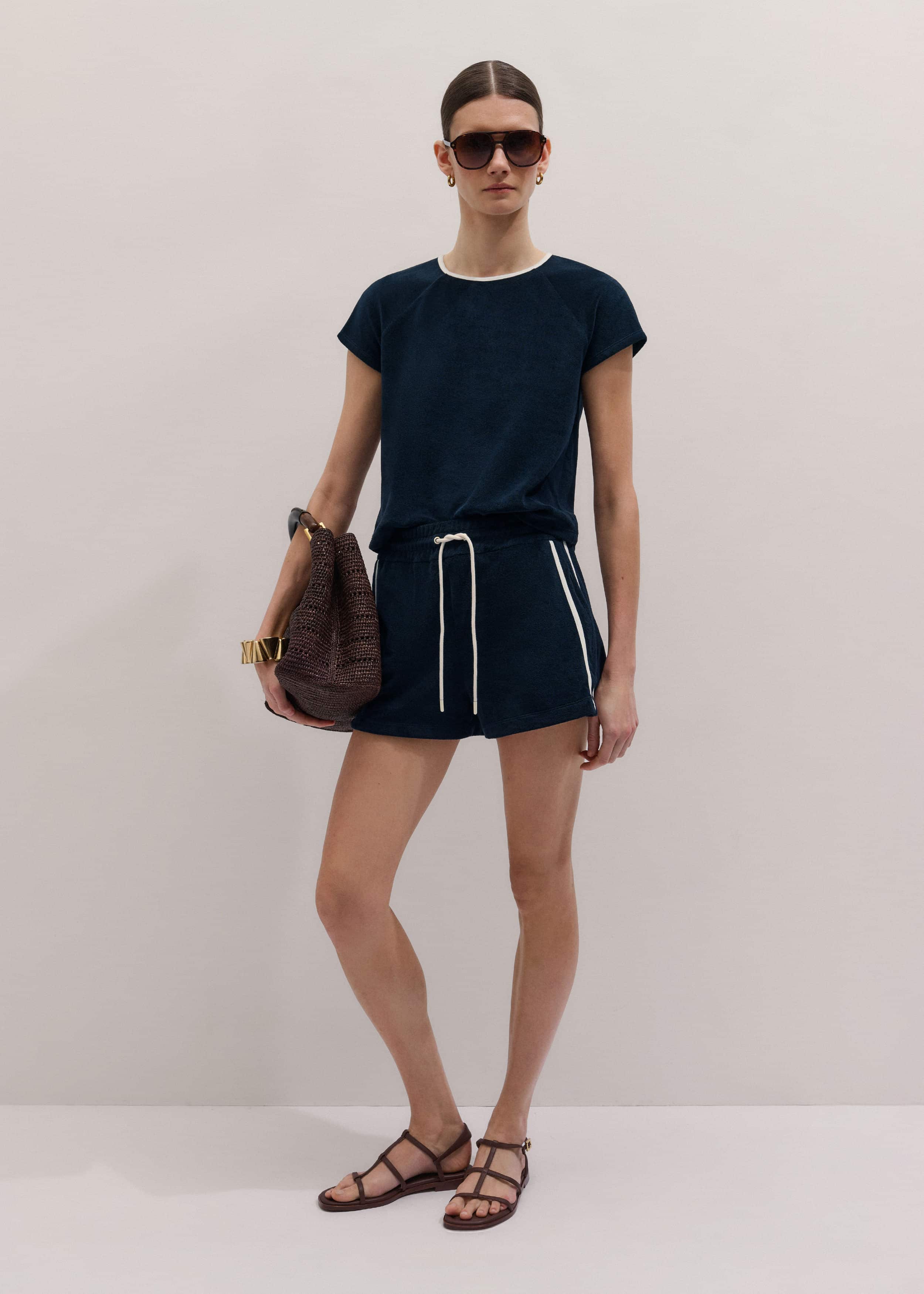 Navy Rib Trim Track Short meandem