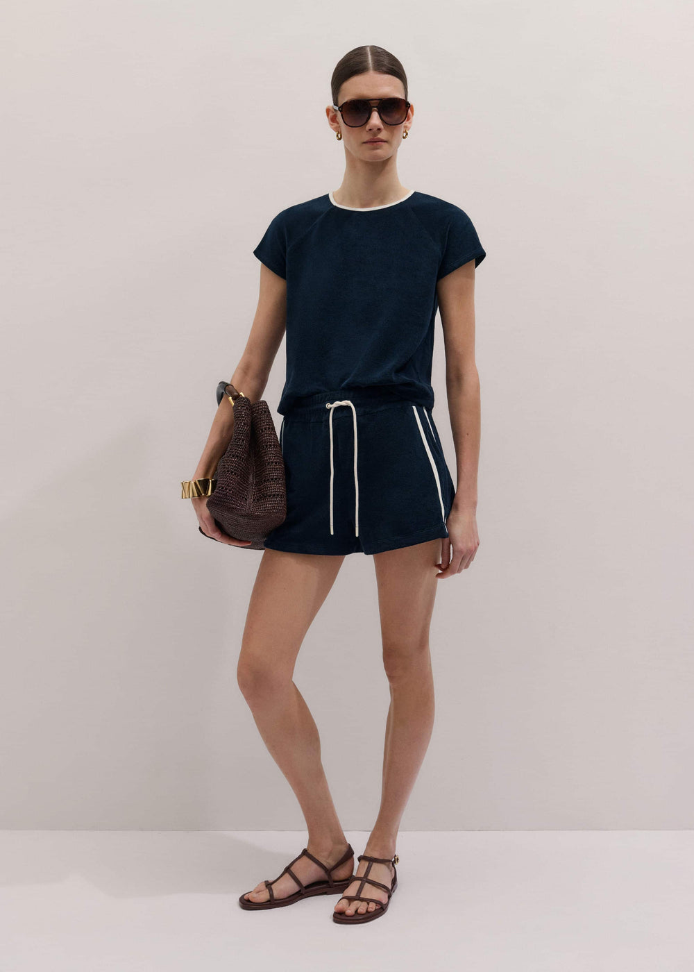 Navy Rib Trim Track Short meandem