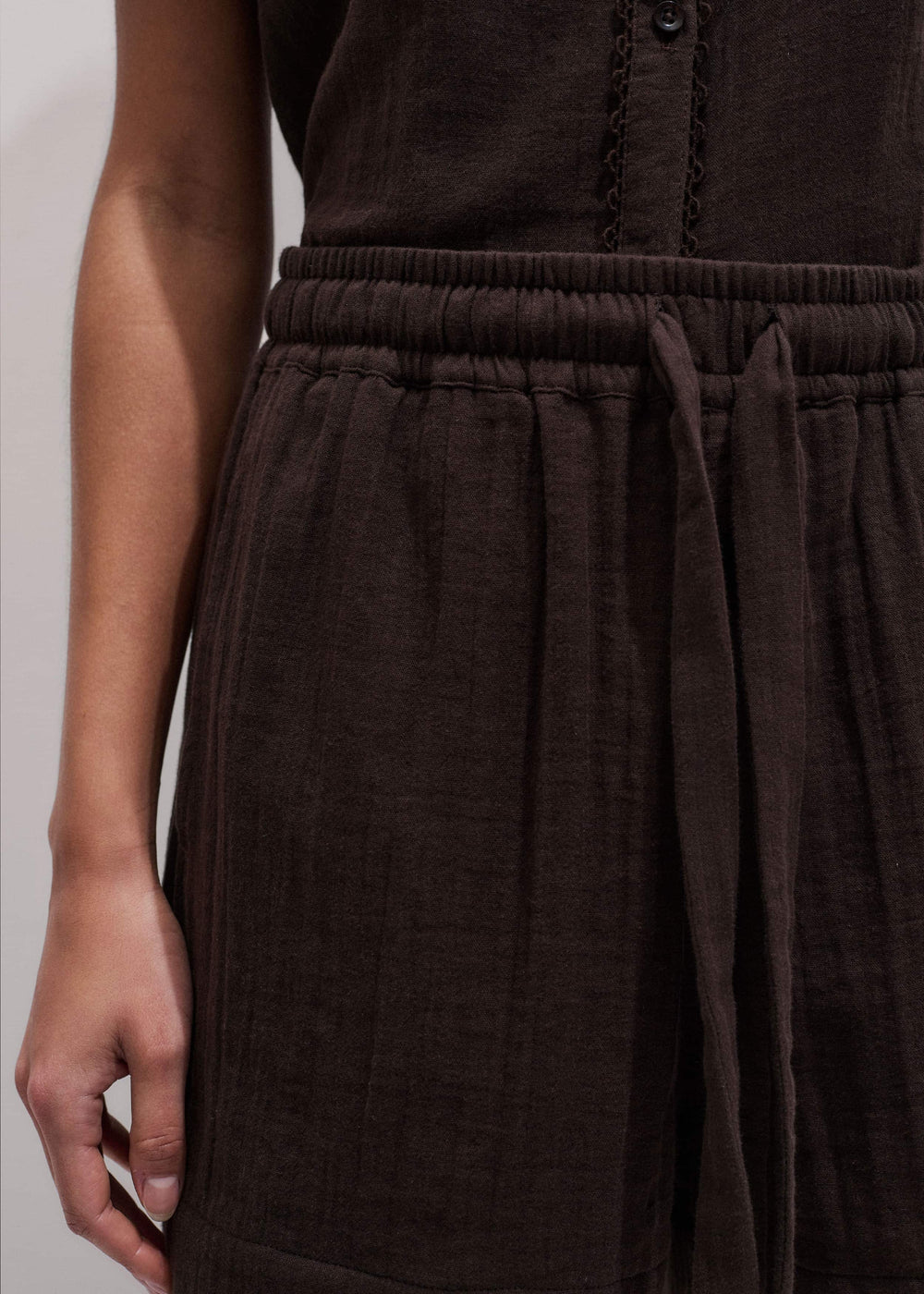 Brown Cheesecloth Summer Short meandem