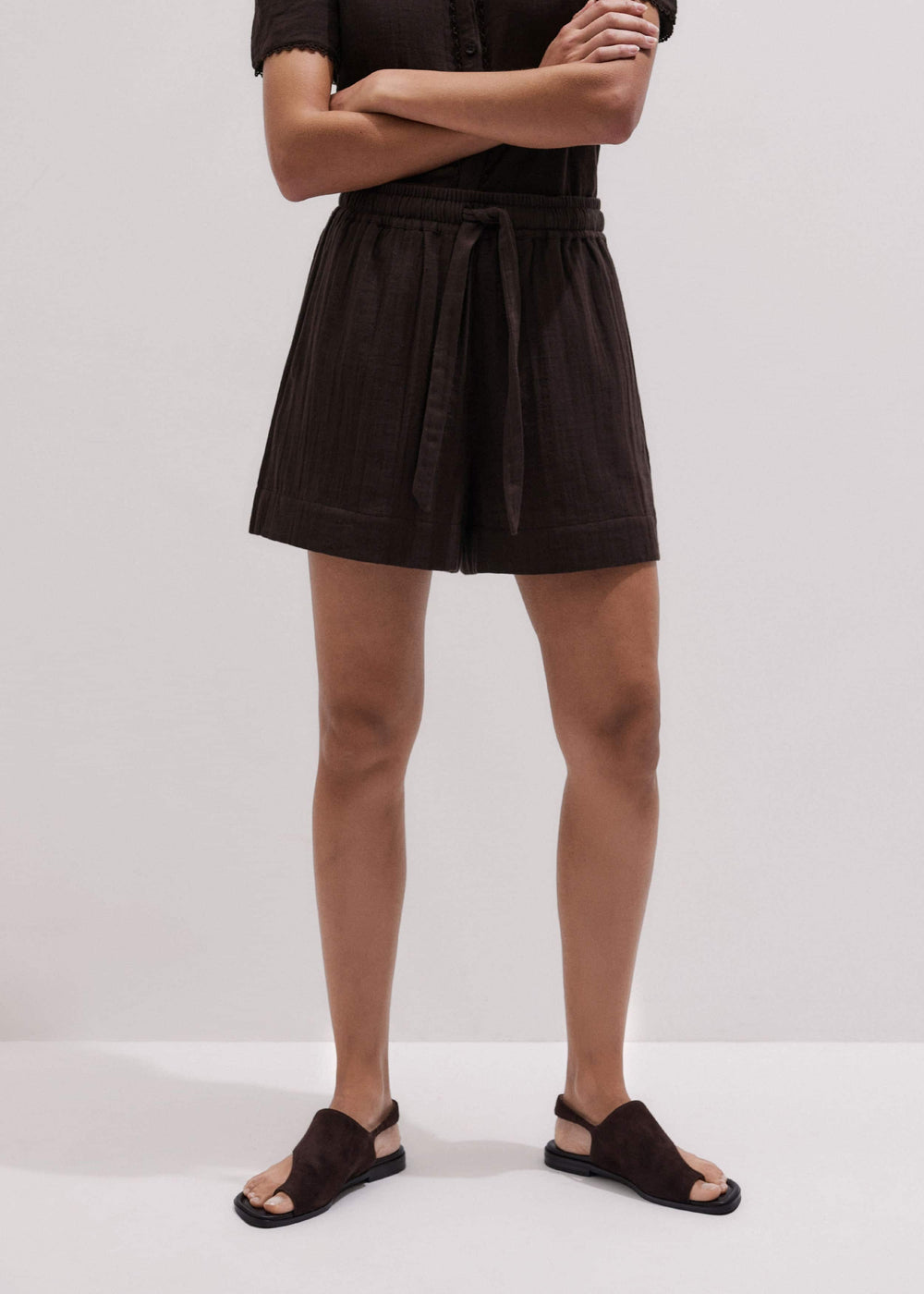 Brown Cheesecloth Summer Short meandem
