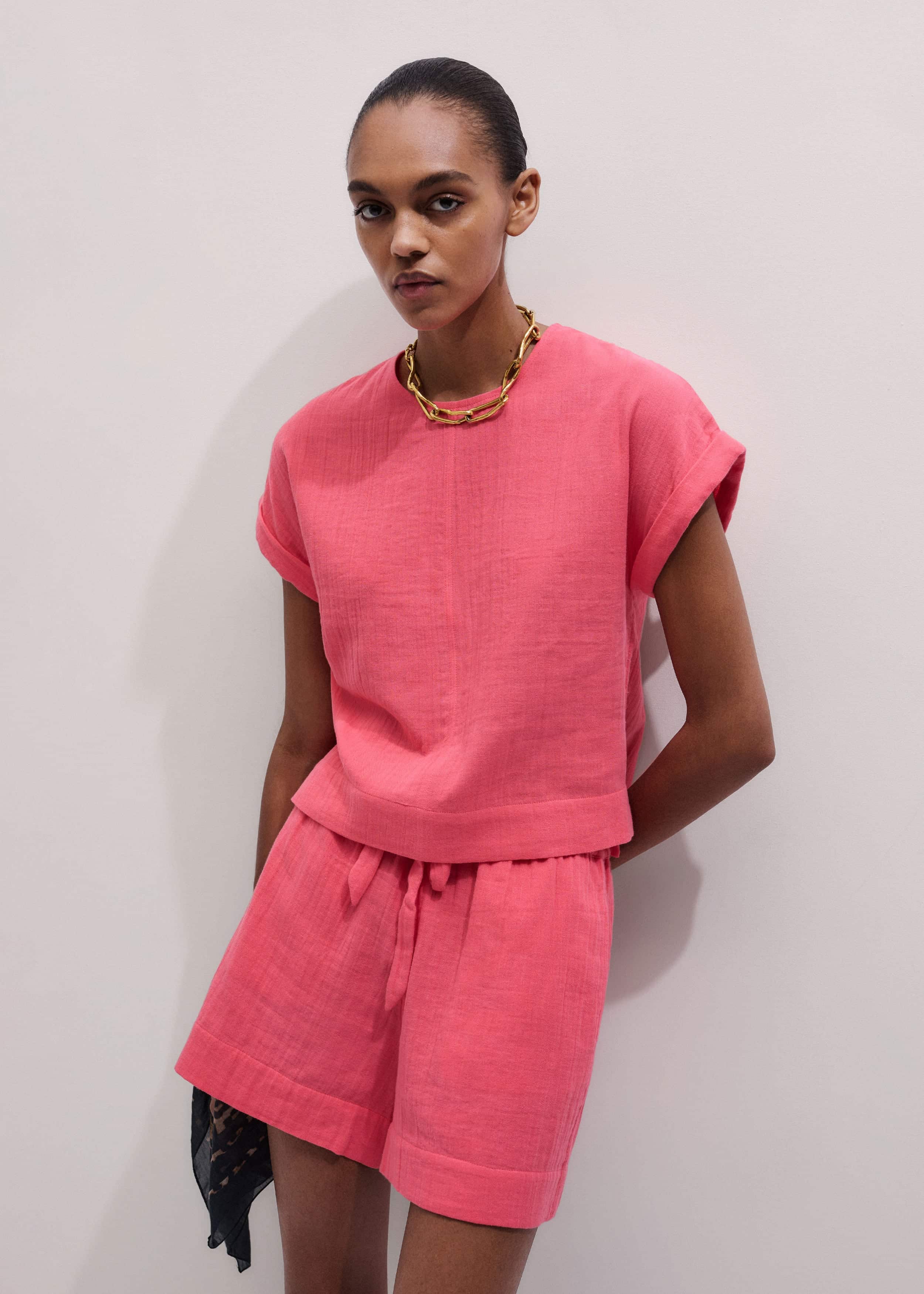 Pink Cheesecloth Summer Short meandem