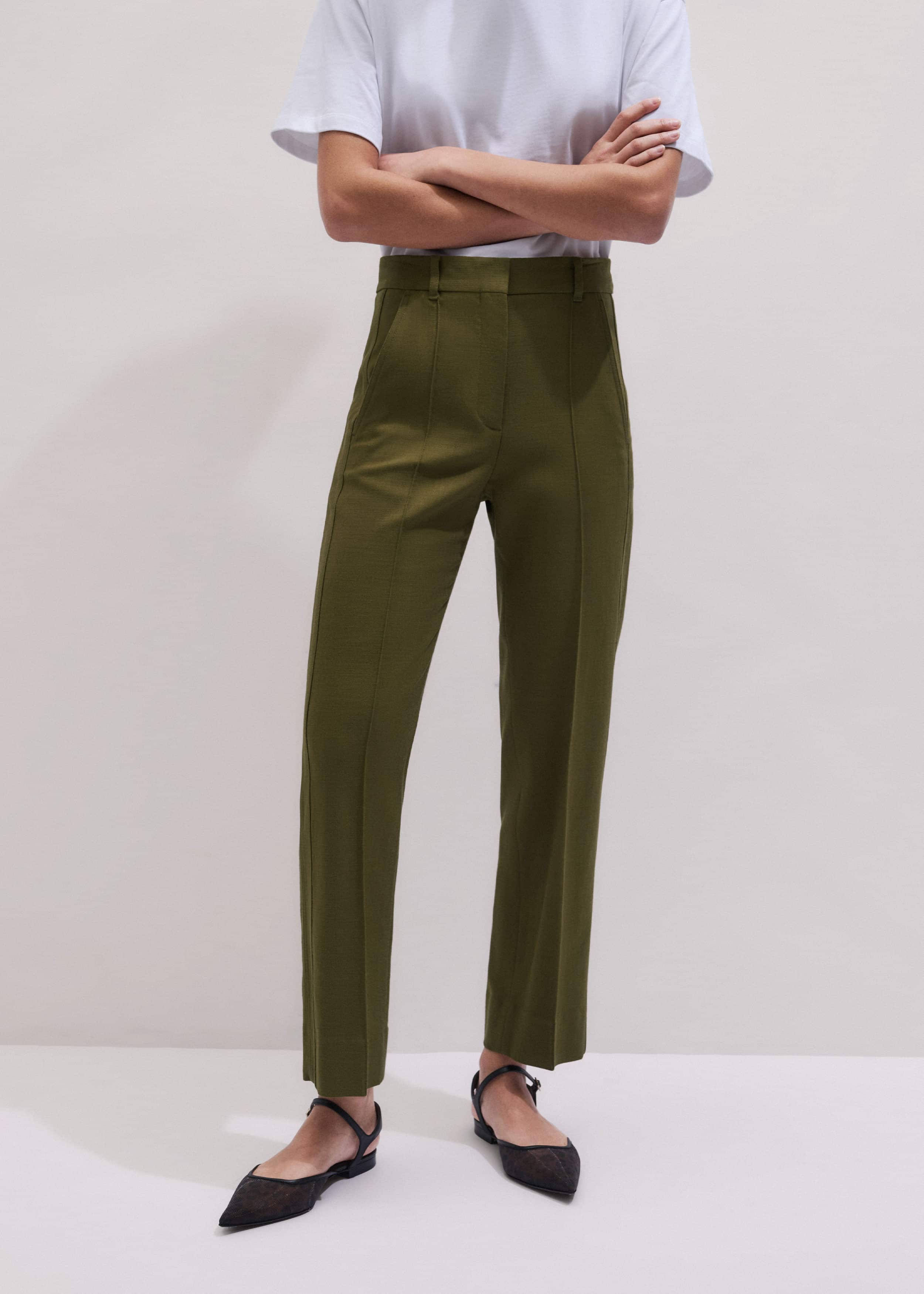 Olive Green Slim Crop Pant meandem