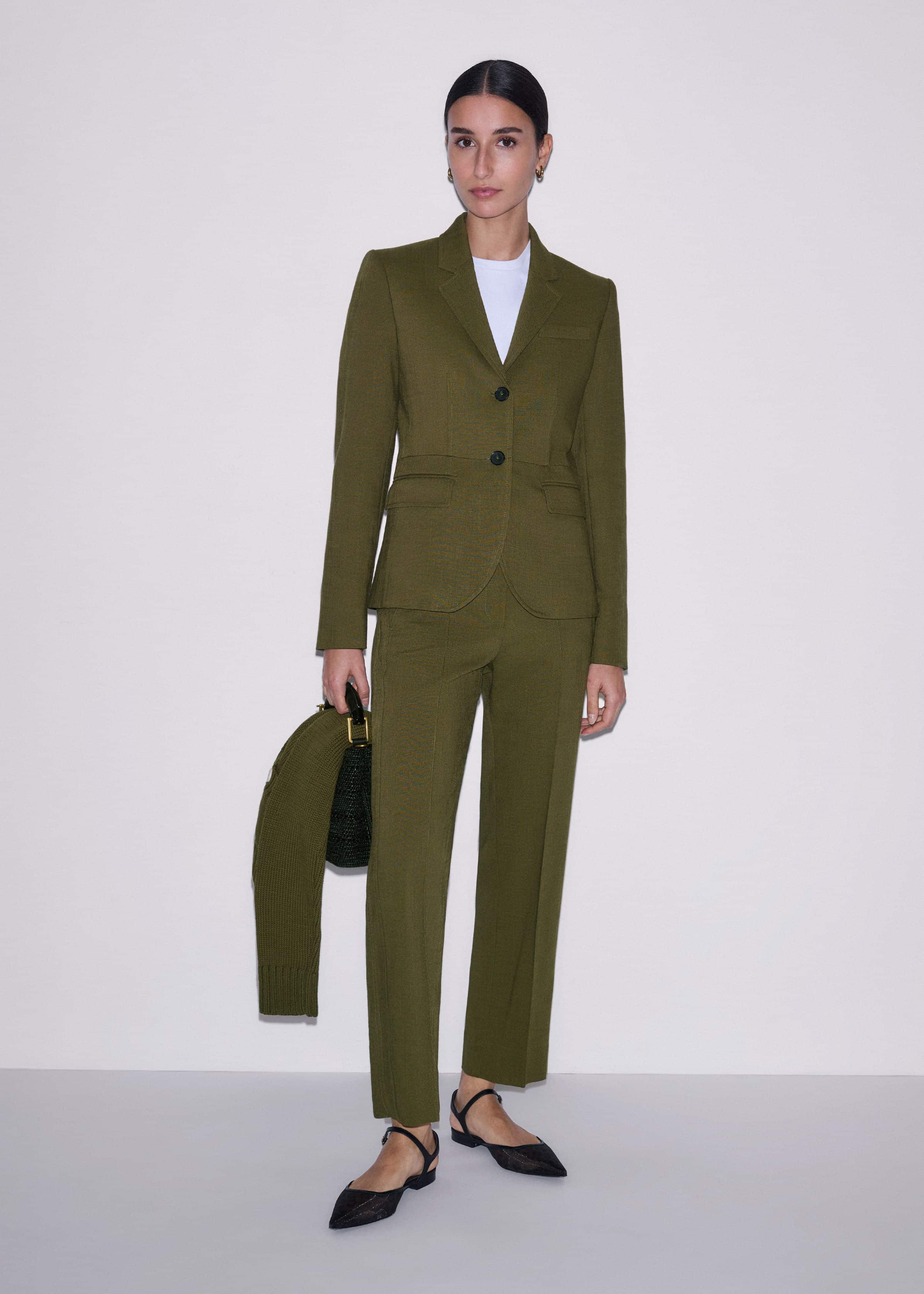 Olive Green Slim Crop Pant meandem