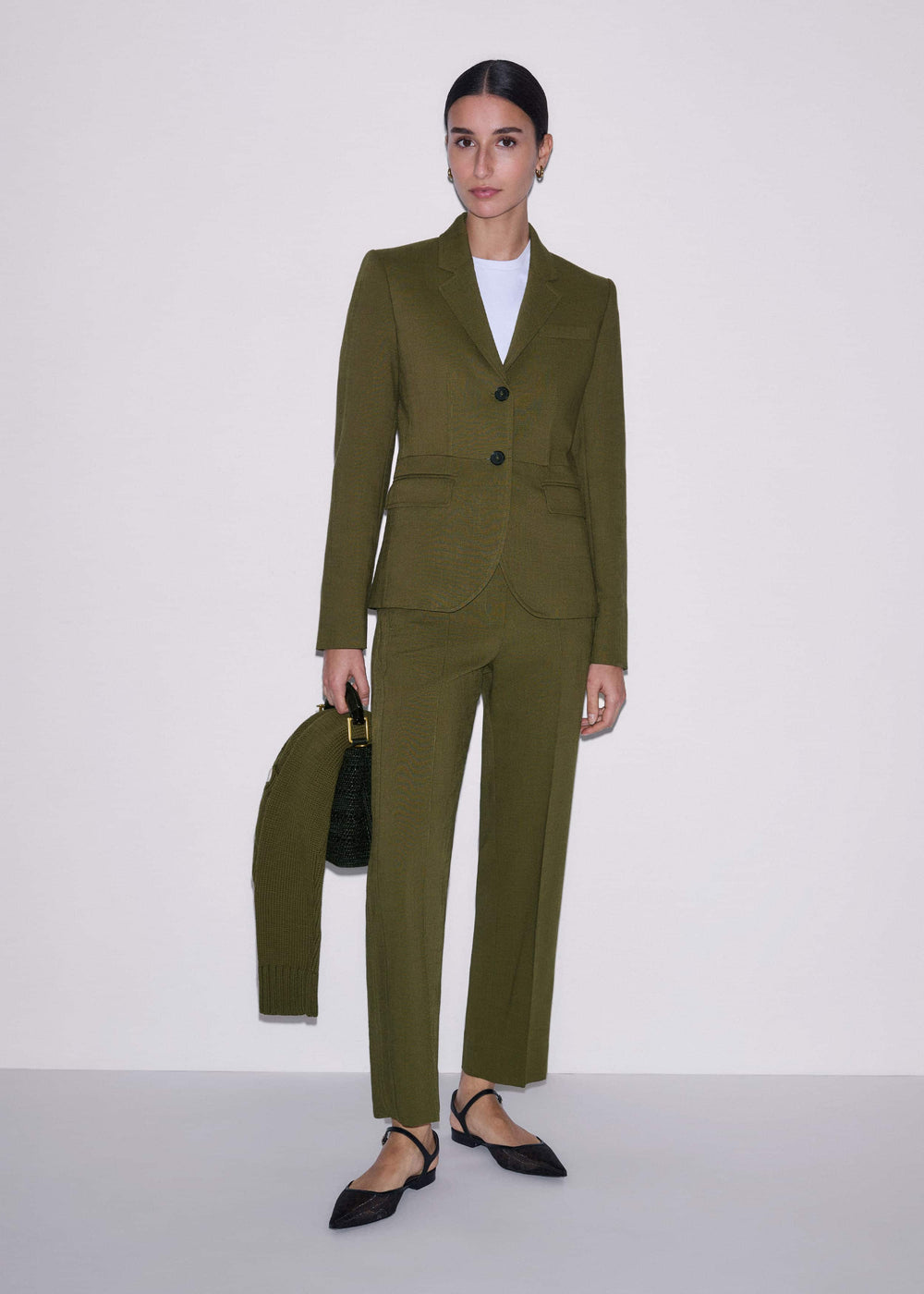 Olive Green Slim Crop Pant meandem