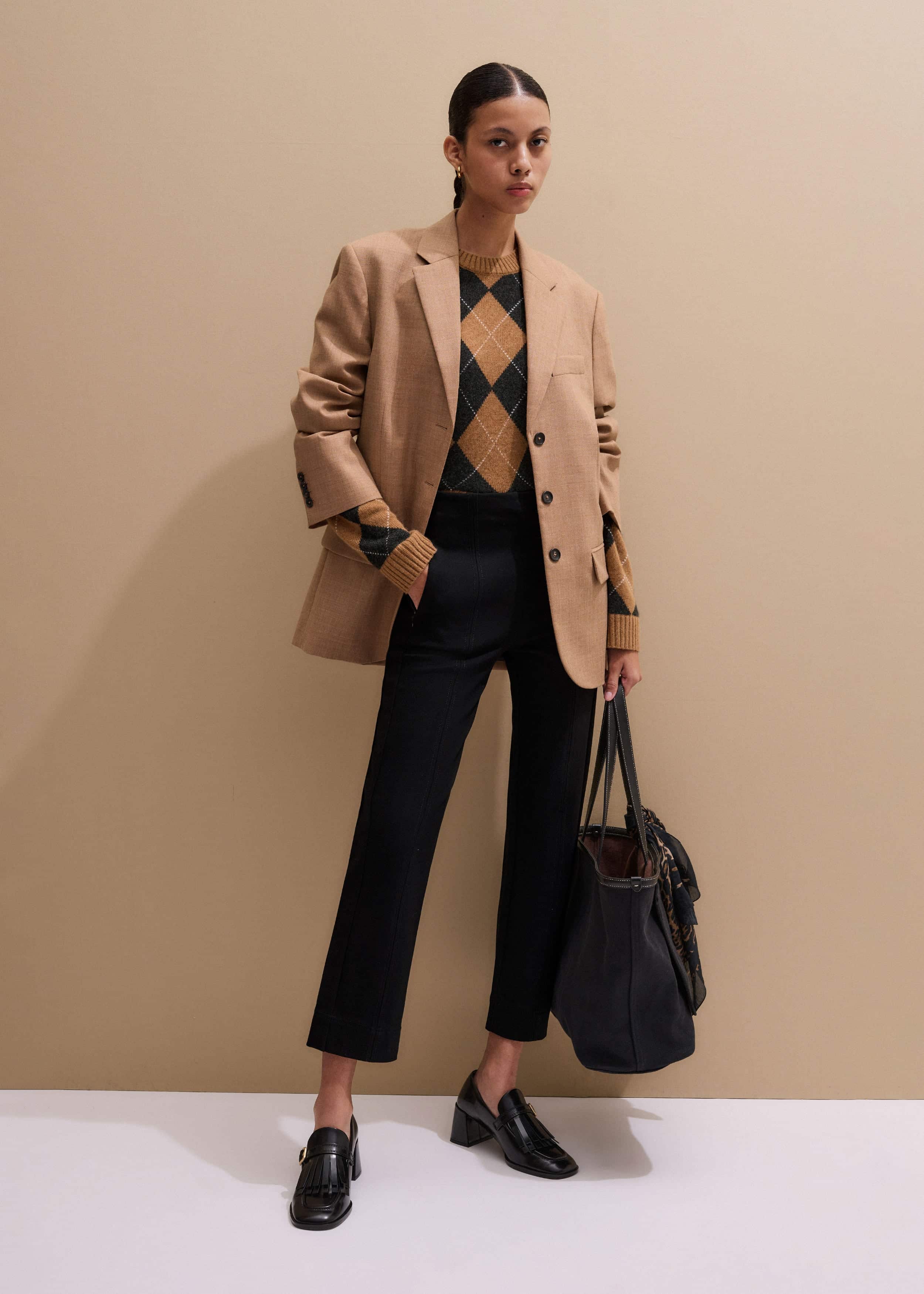 Black Travel Tailoring Pull On Slim Crop Pant meandem