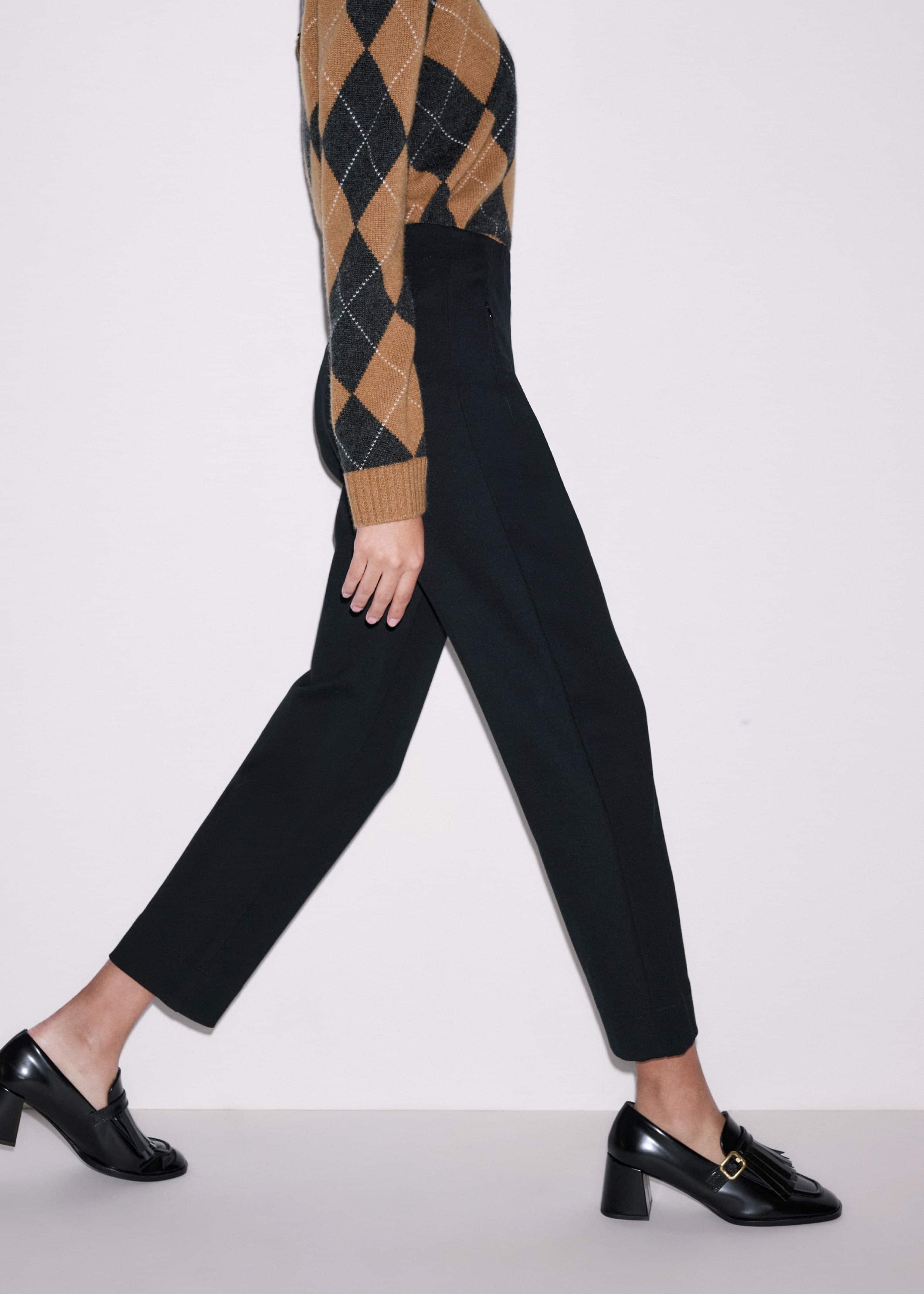 Black Travel Tailoring Pull On Slim Crop Pant meandem