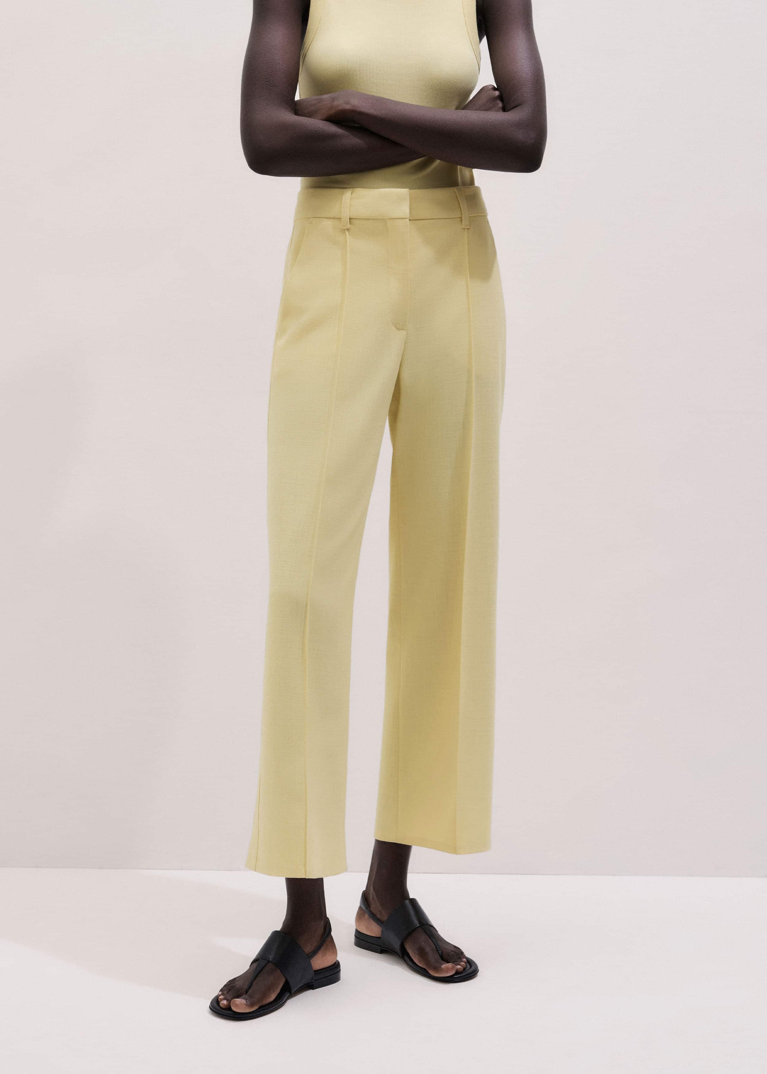Yellow Tailored Straight Crop Pant meandem