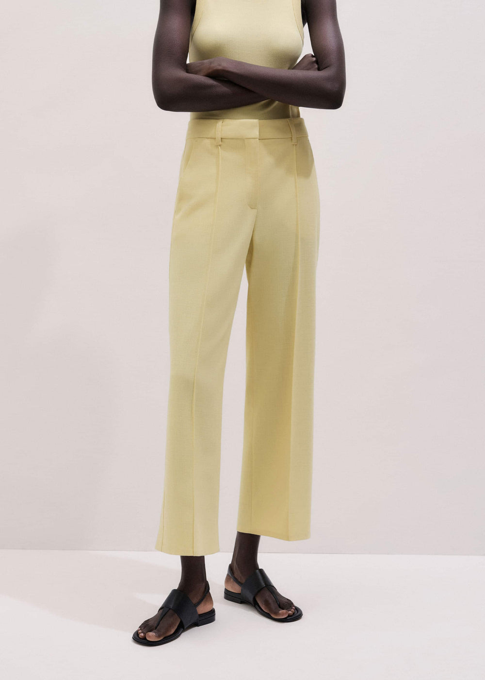 Yellow Tailored Straight Crop Pant meandem