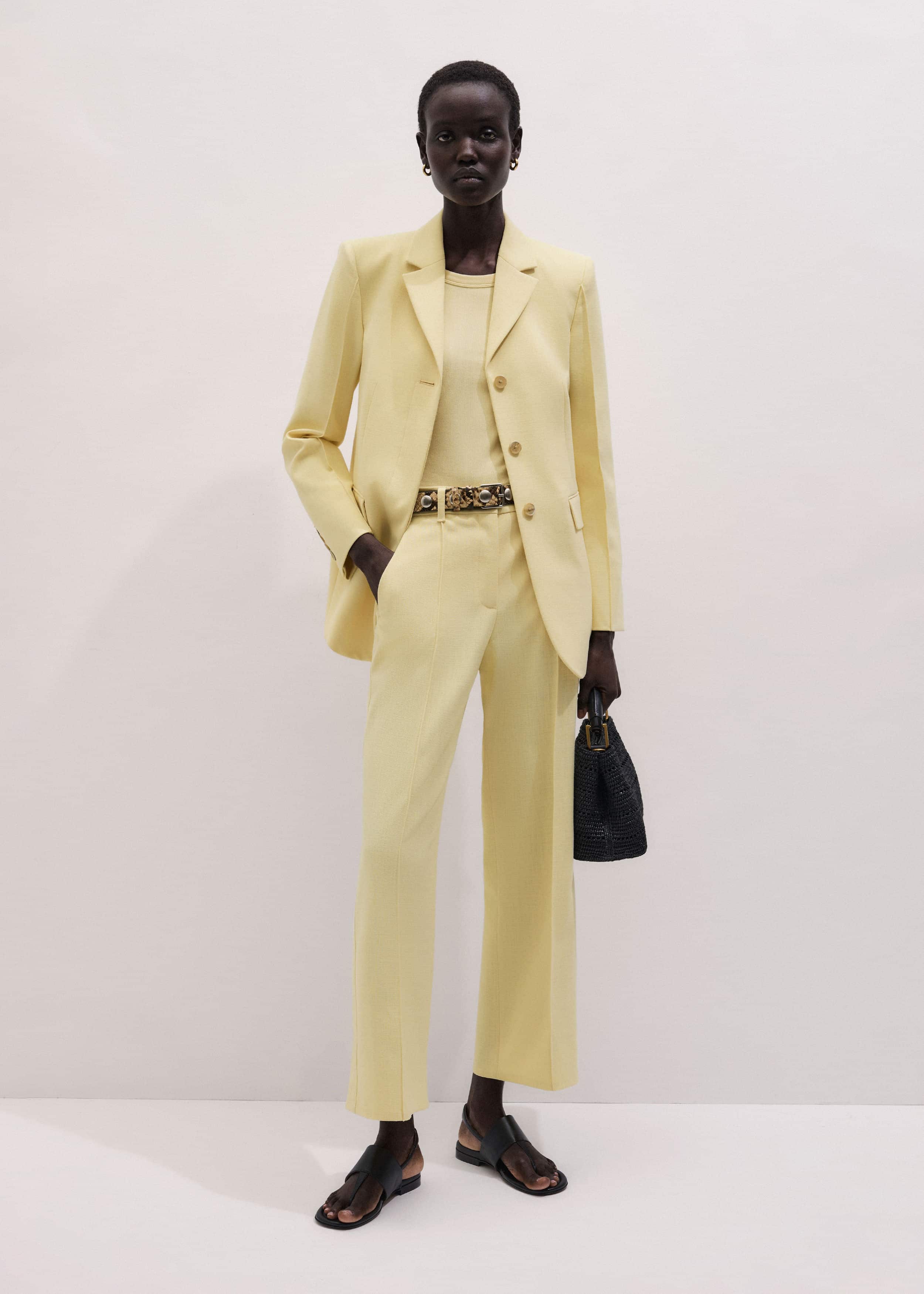 Yellow Tailored Straight Crop Pant meandem