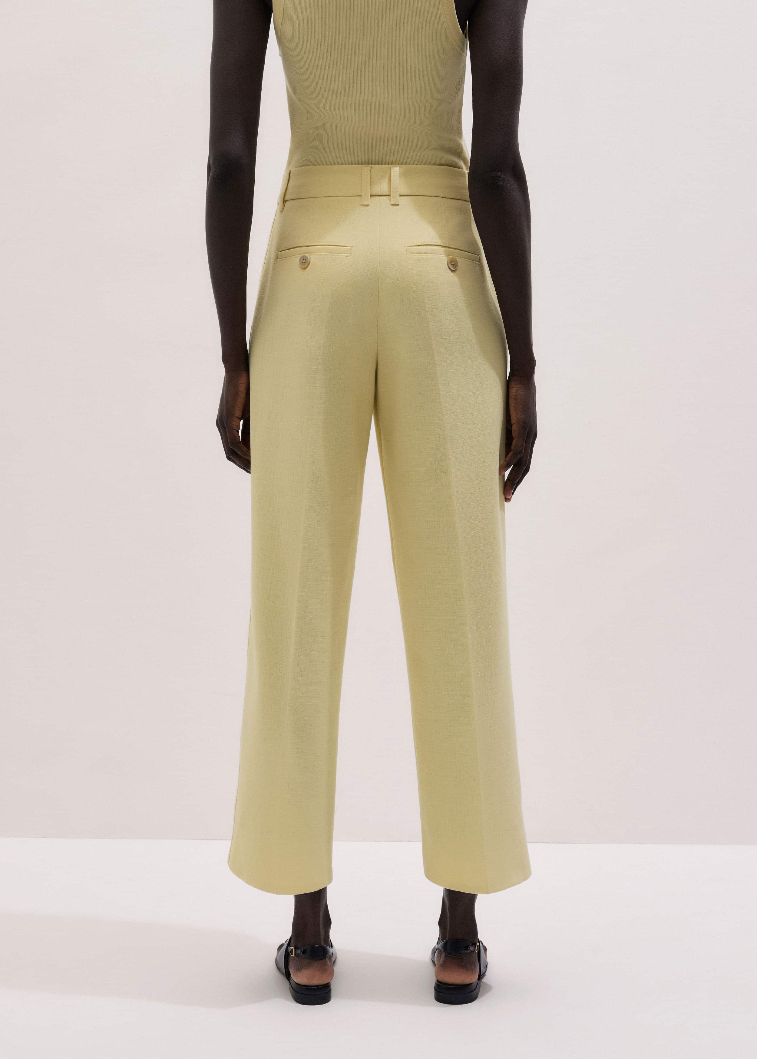 Yellow Tailored Straight Crop Pant meandem