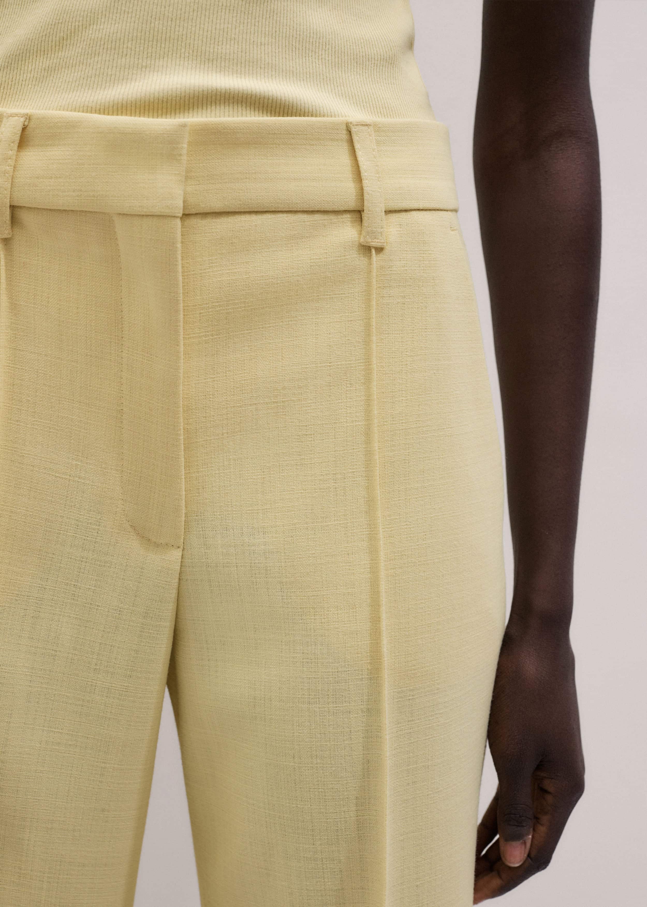 Yellow Tailored Straight Crop Pant meandem