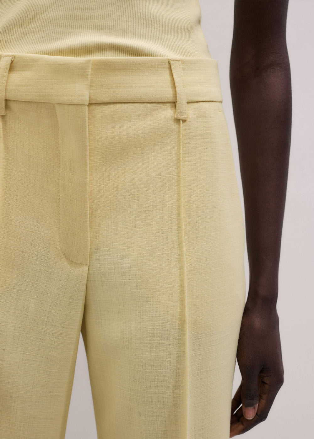 Yellow Tailored Straight Crop Pant meandem