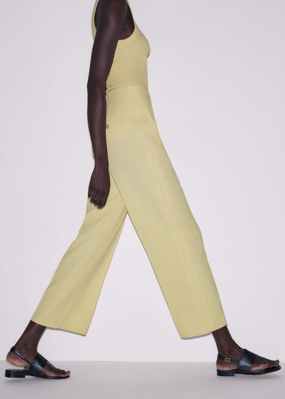 Yellow Tailored Straight Crop Pant meandem