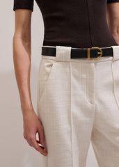 Ivory Textured Straight Crop Pant meandem